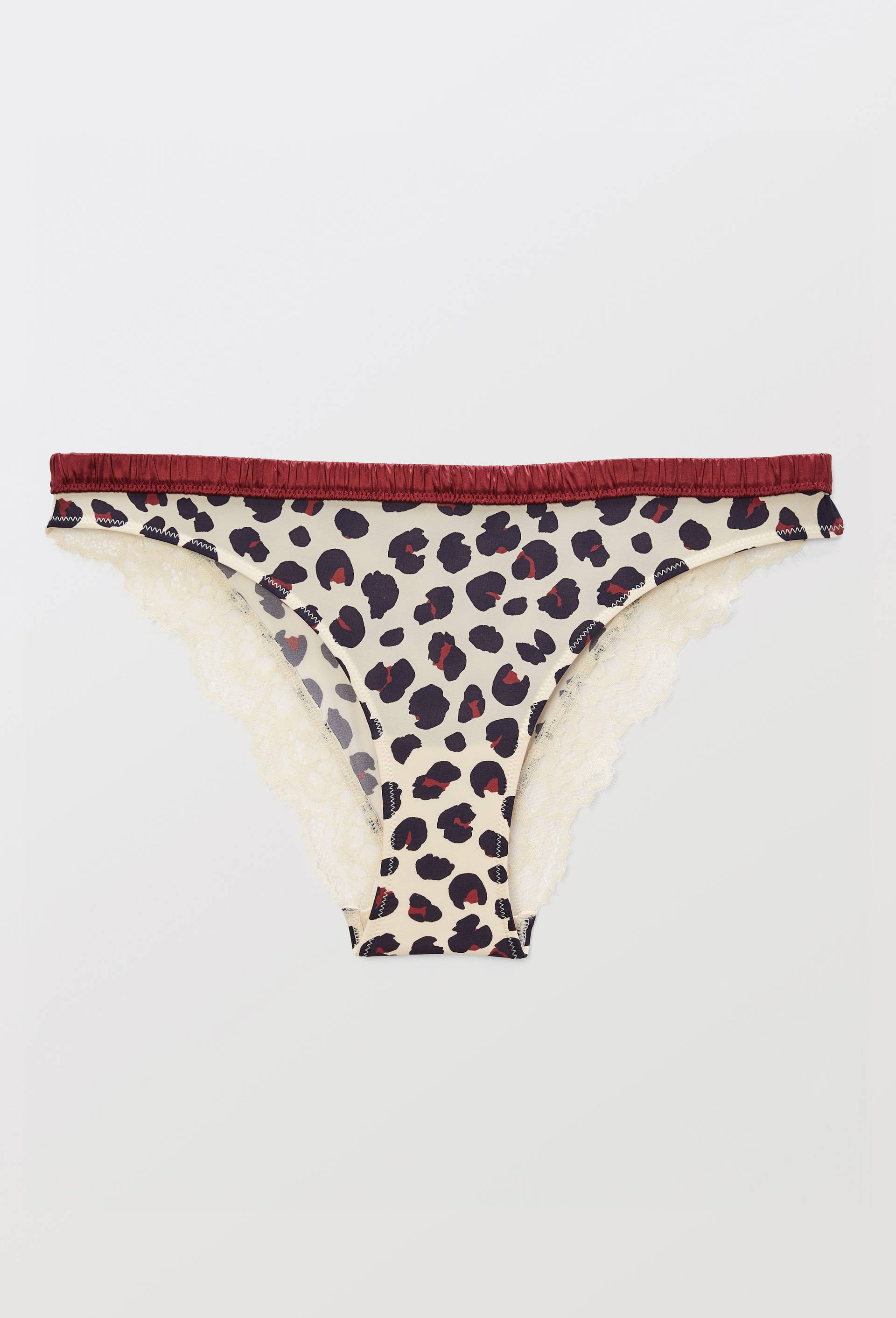 Culotte ZOE en microfibre imprim&eacute;e et dentelle, Ecru, large image number 2.0