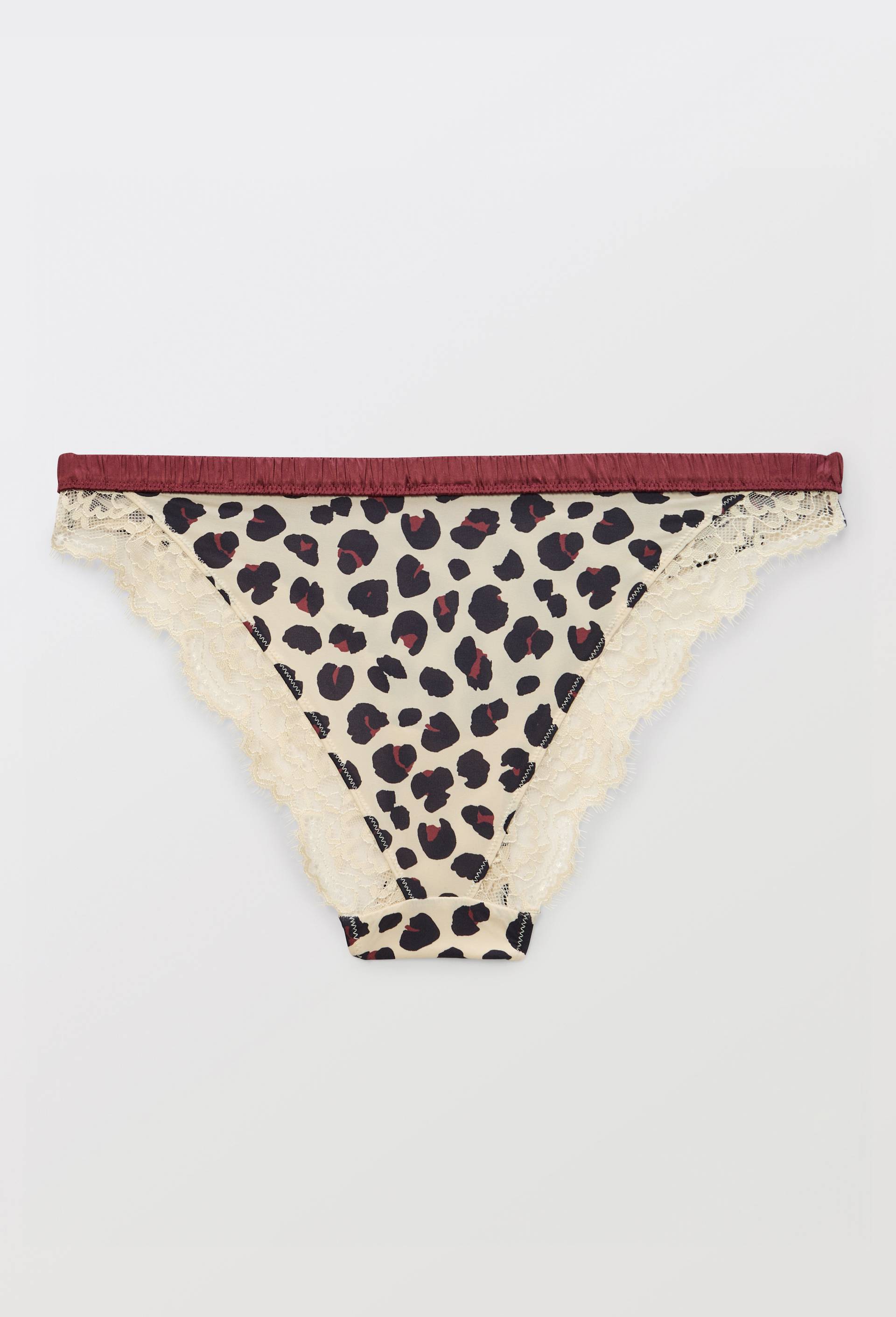 Culotte ZOE en microfibre imprim&eacute;e et dentelle, Ecru, large image number 3.0