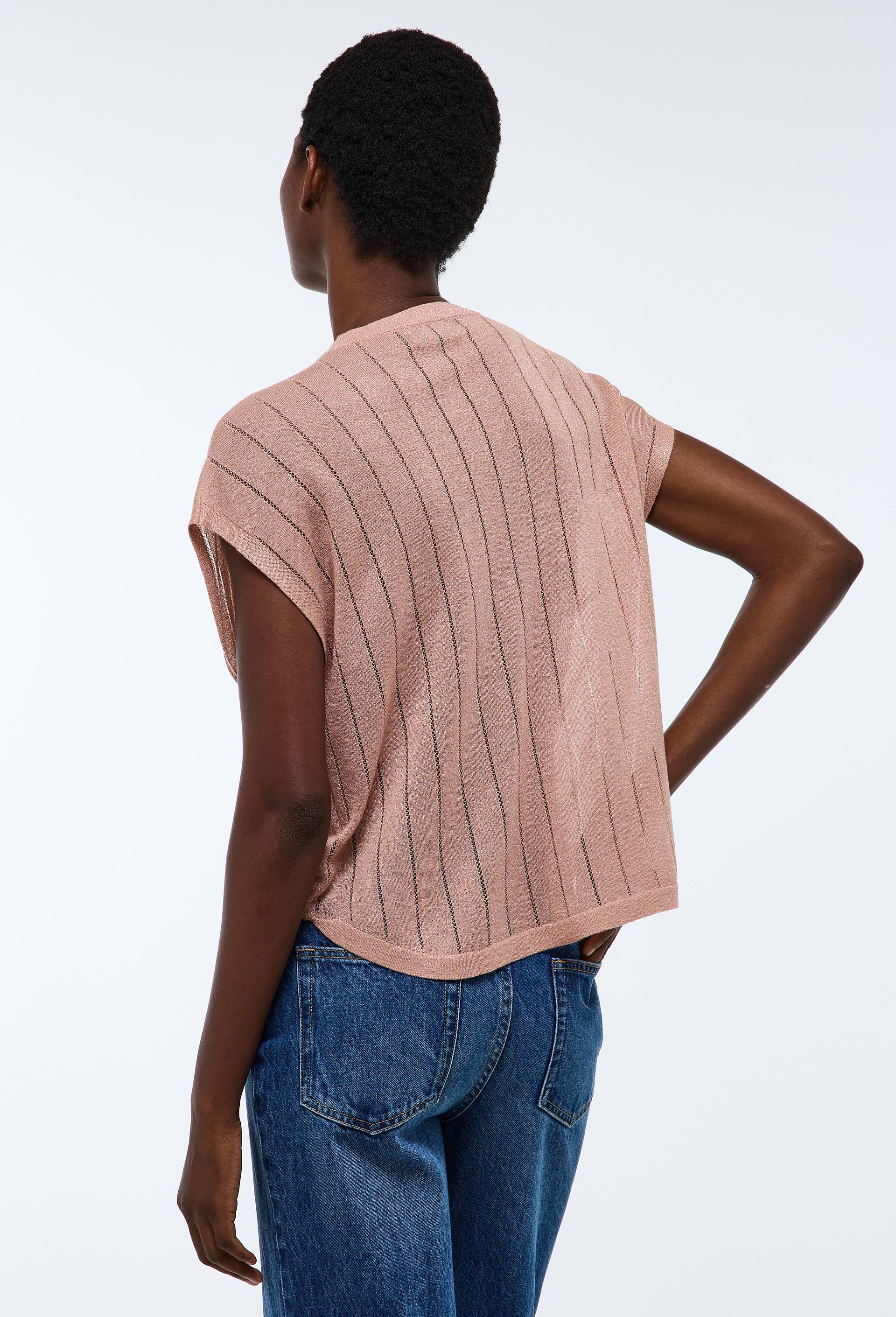 Pull sans manches d&eacute;tails ajour&eacute;s, Rose, large image number 1
