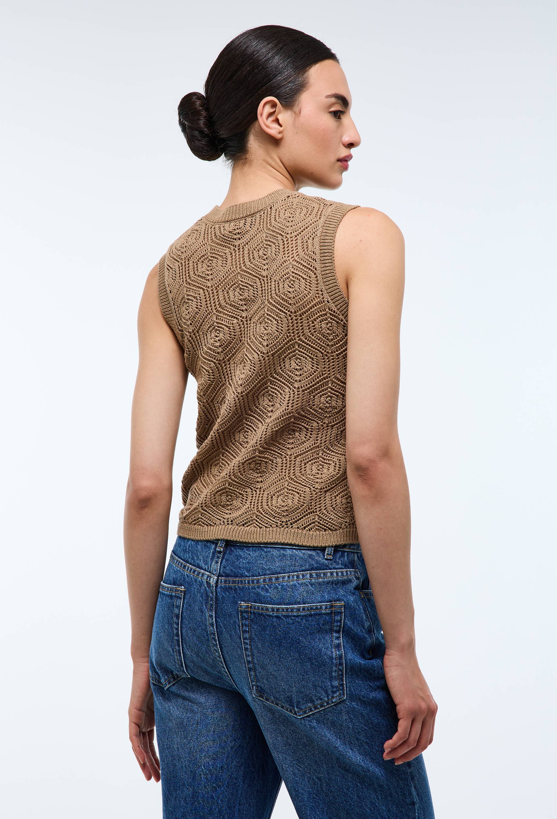Top en crochet sans manches, Beige, large image number 1.0