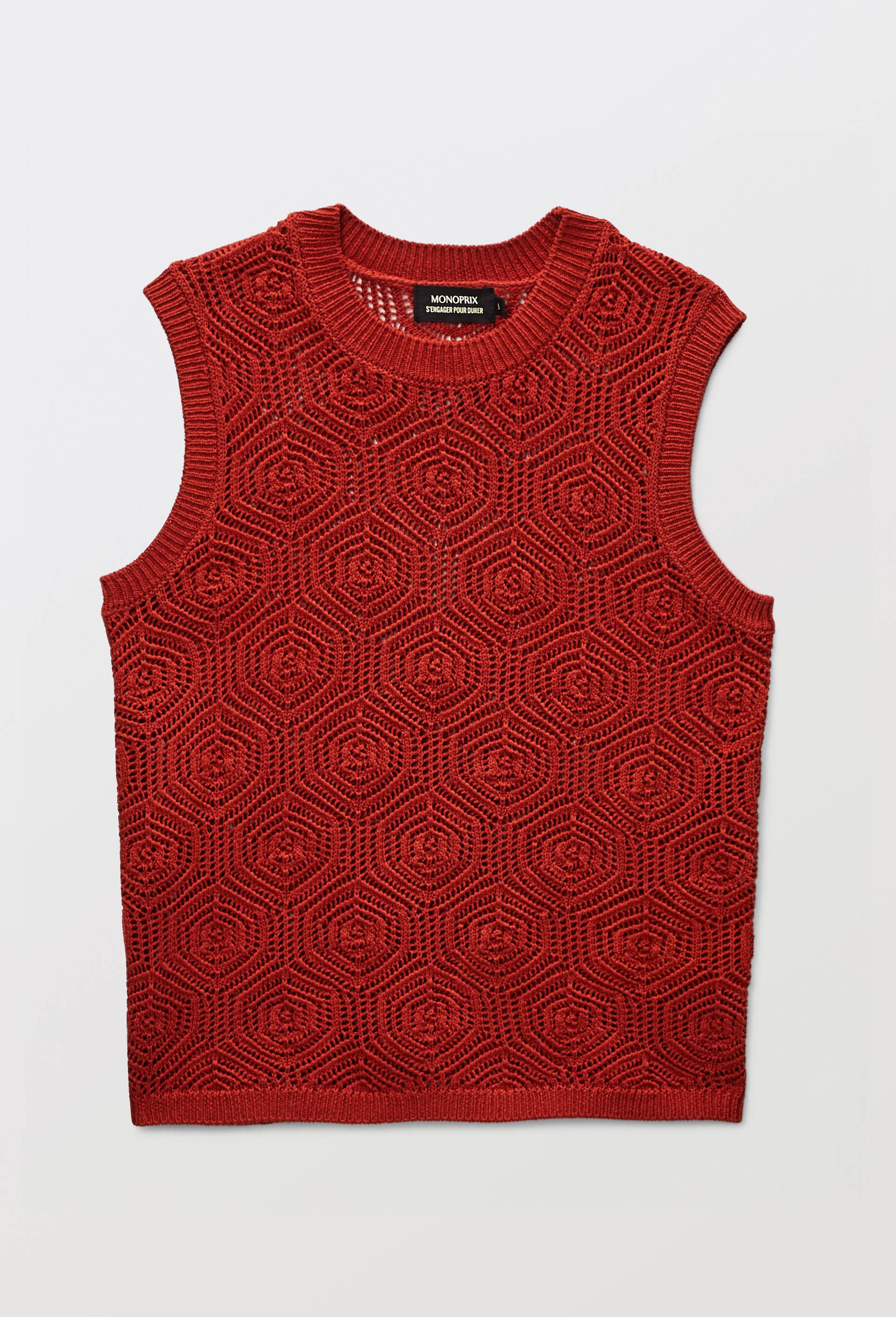 Top en crochet sans manches, Orange fonc&eacute;, large image number 2.0