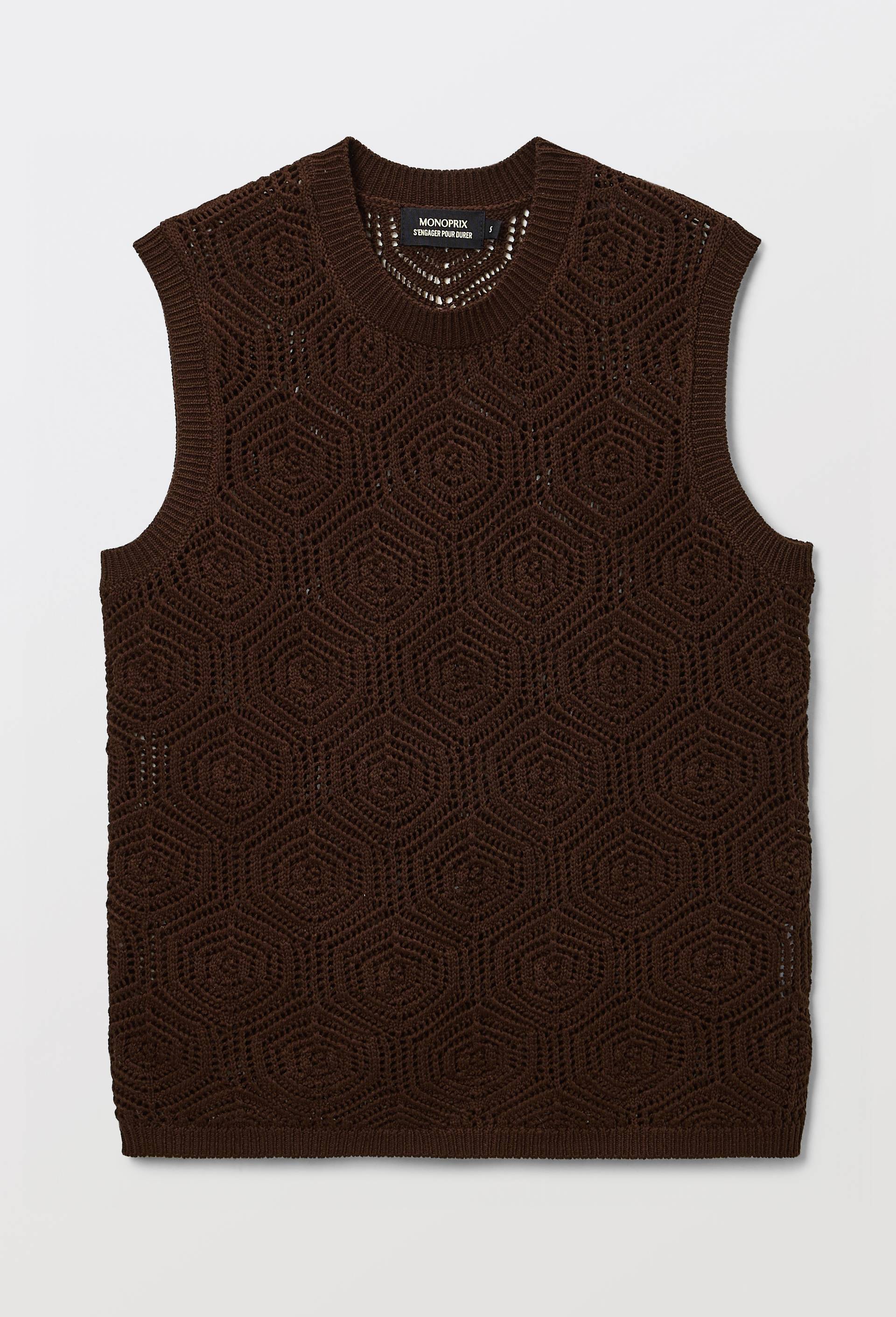 Top en crochet sans manches, Brun fonc&eacute;, large image number 2