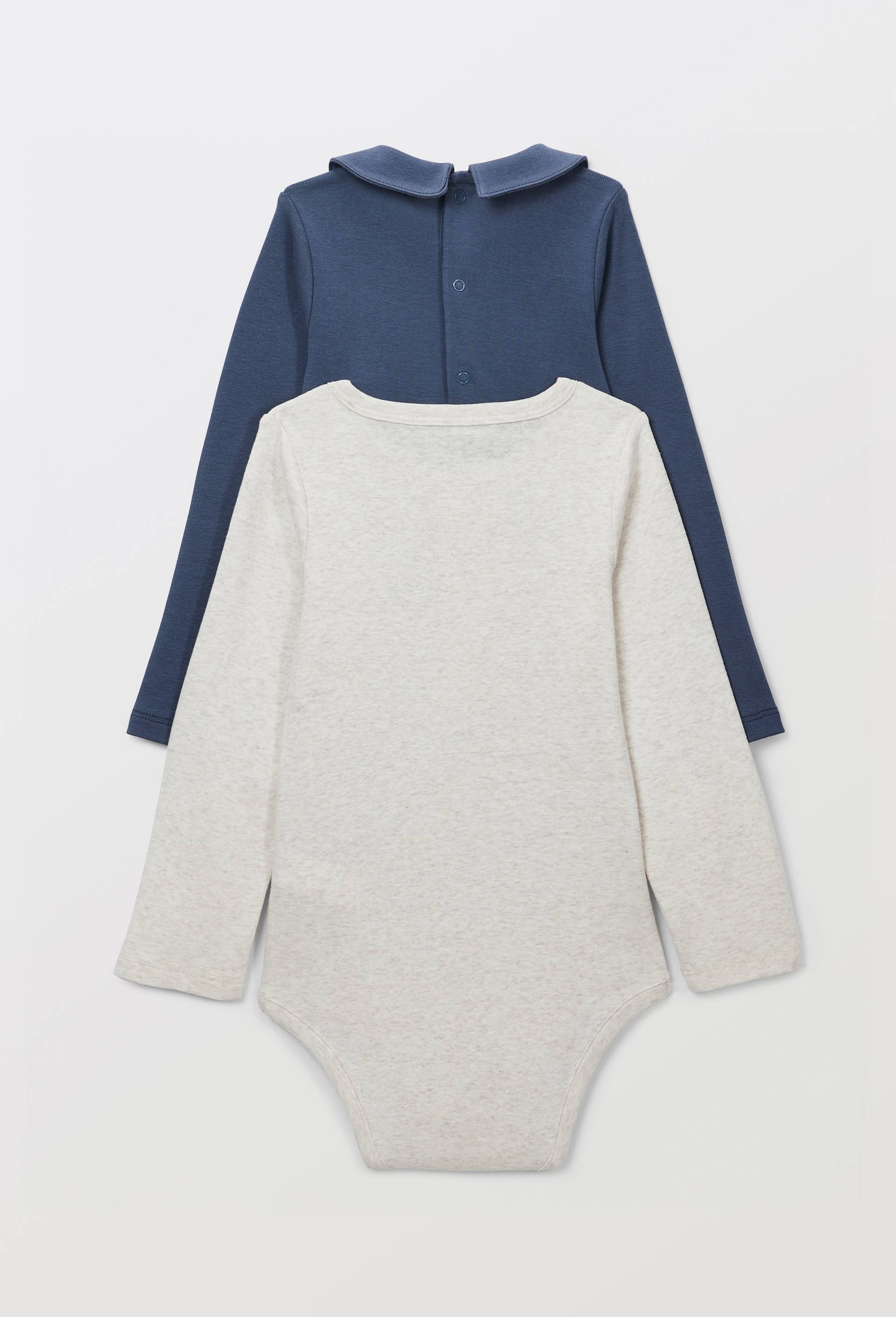 Lot de 2 bodies uni en coton BIO GOTS, Bleu fonc&eacute;, large image number 1.0