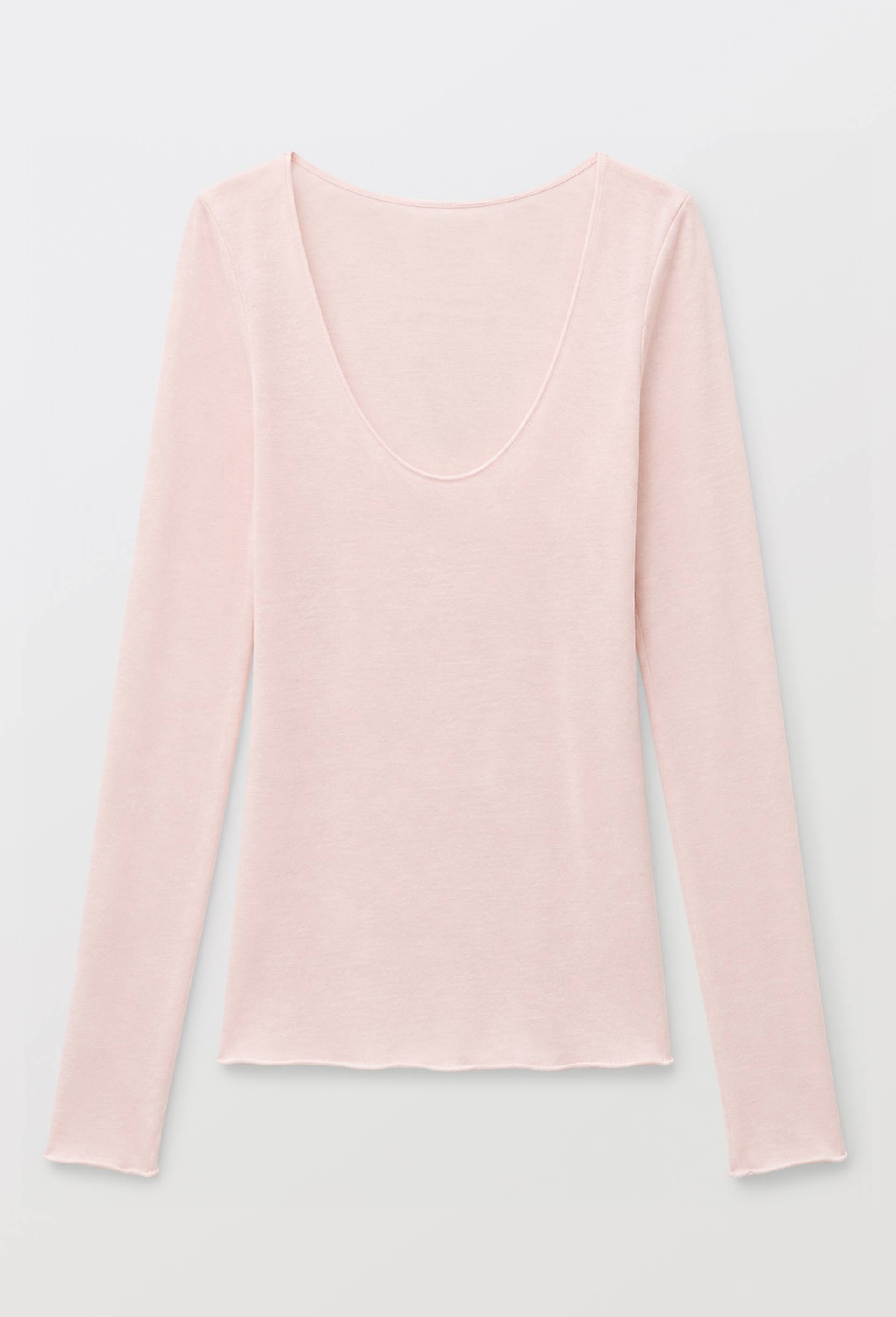 T-shirt manches longues col ouvert contenant de la laine, Rose, large image number 2
