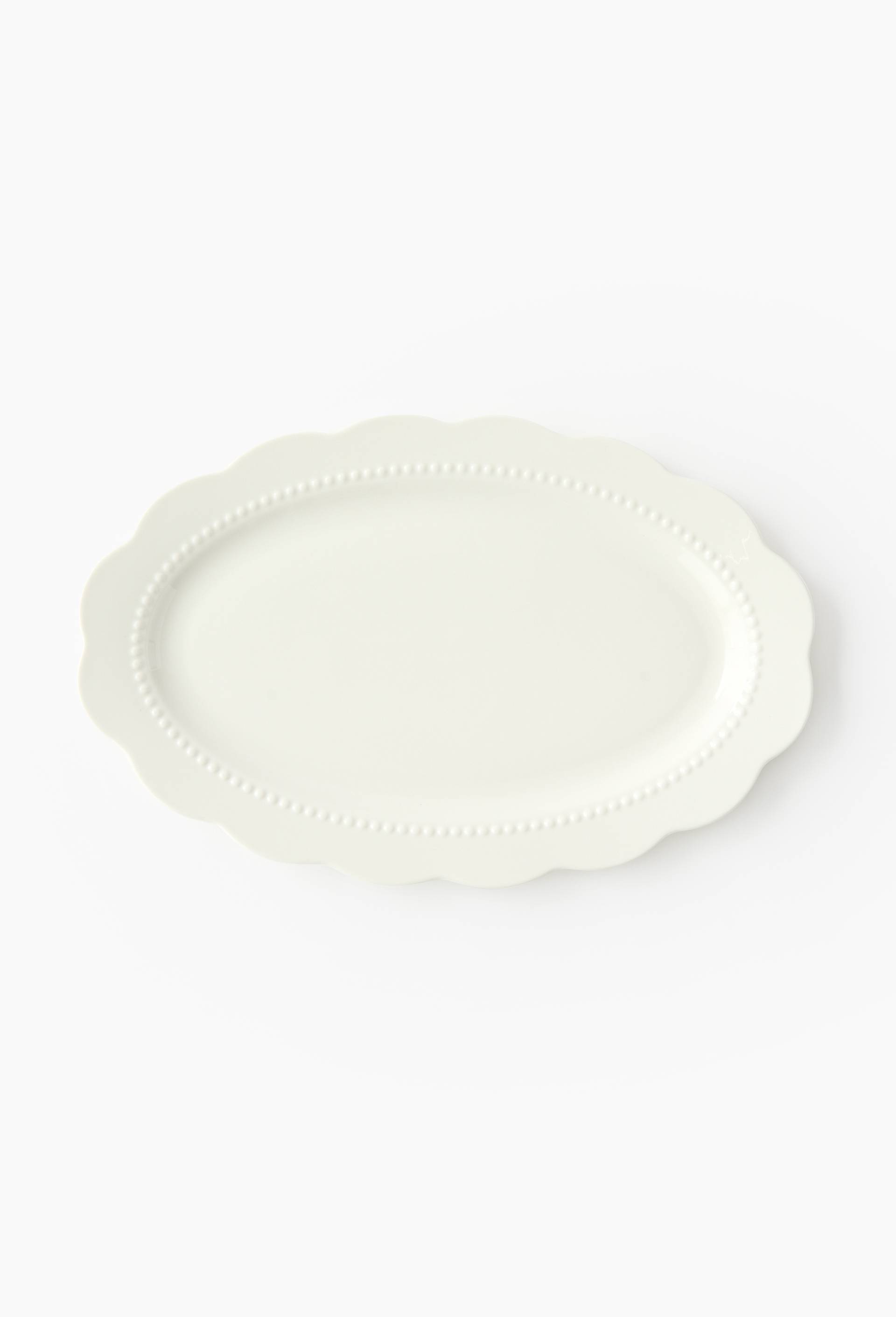 Plat ovale finition perl&eacute;e, 37 x 29cm, Blanc, large image number 0.0
