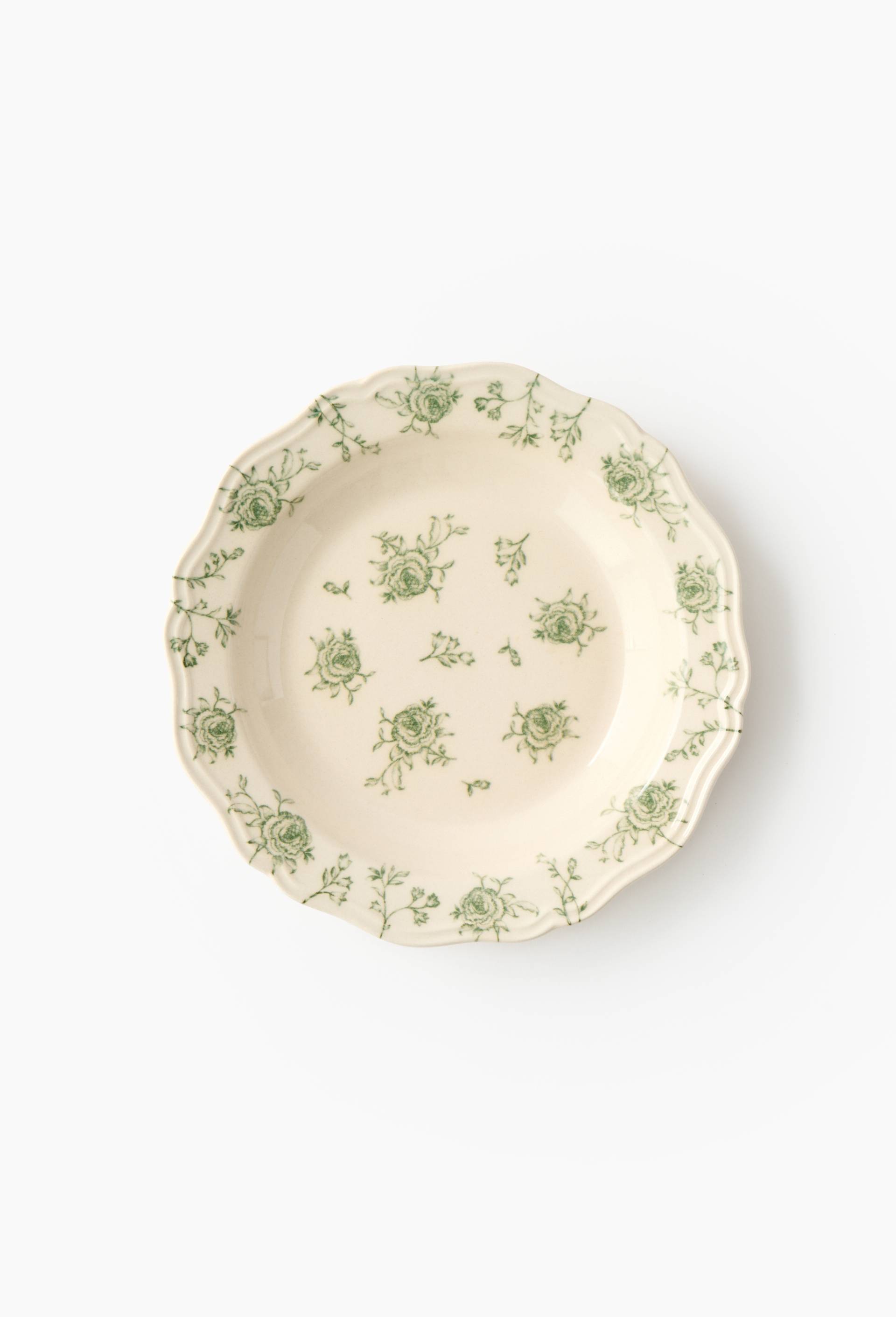 Assiette creuse finition imprim&eacute;e, 21cm, Vert, large image number 0