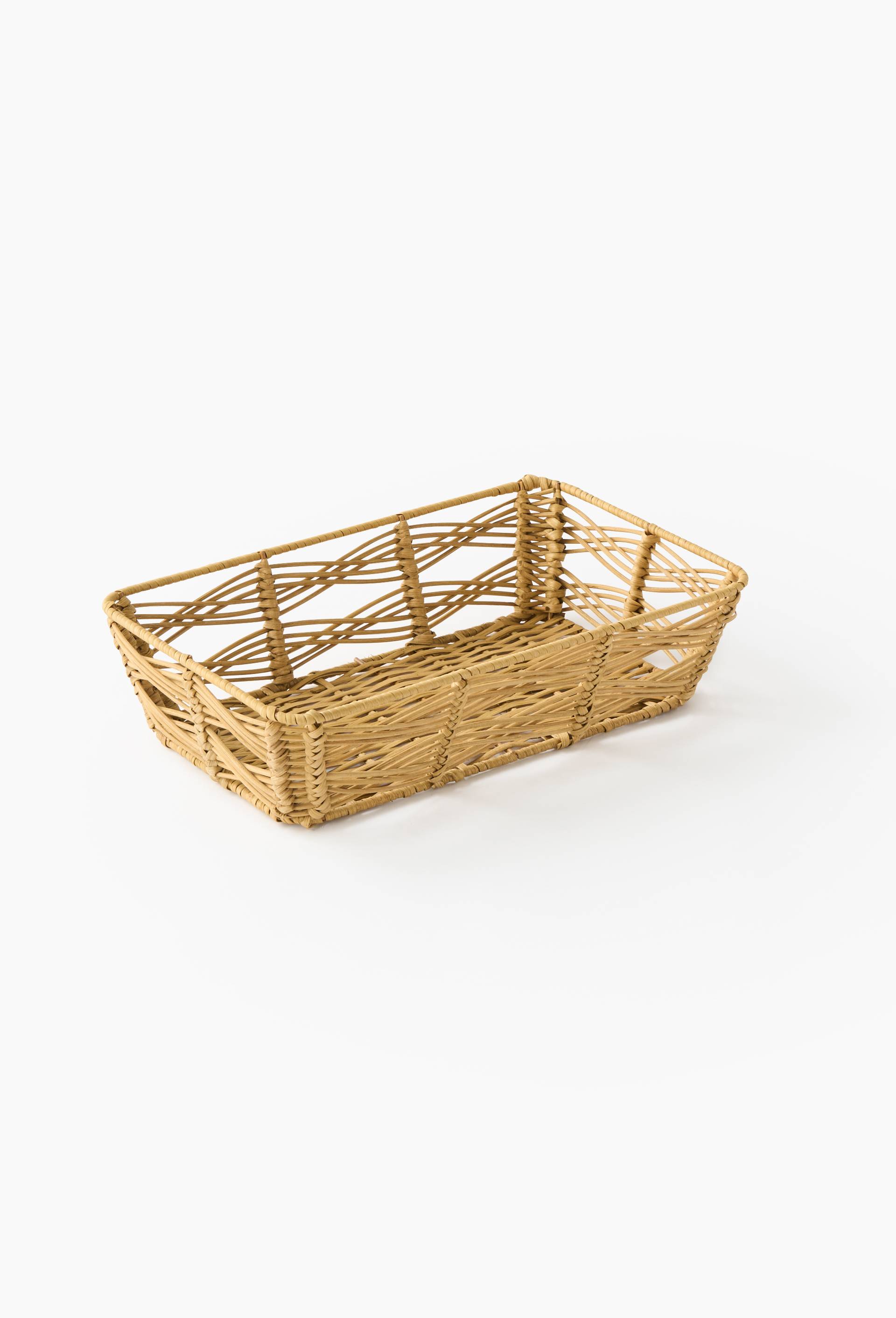 Corbeille finition tressage, 30x19cm, en rotin, Beige clair, large image number 0