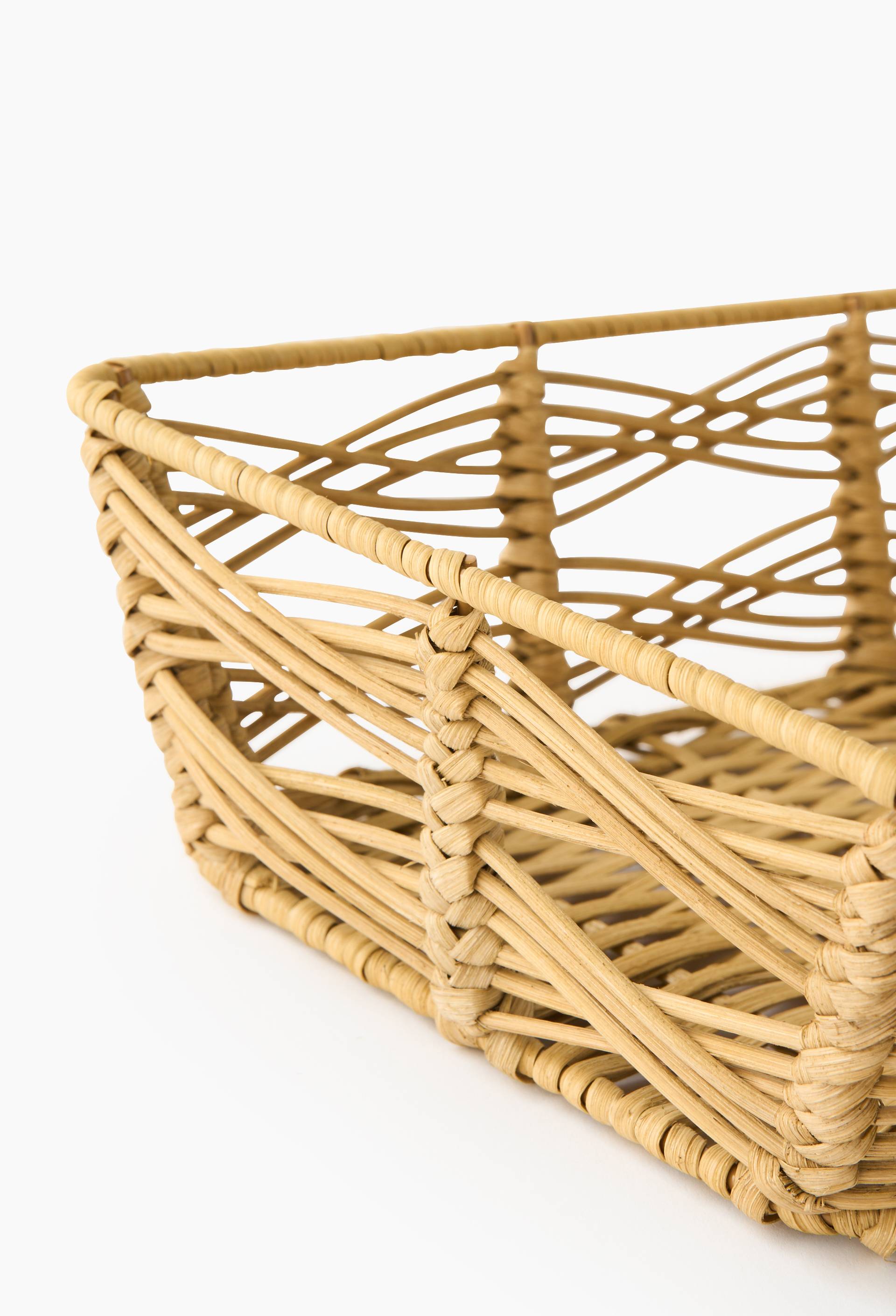 Corbeille finition tressage, 30x19cm, en rotin, Beige clair, large image number 1