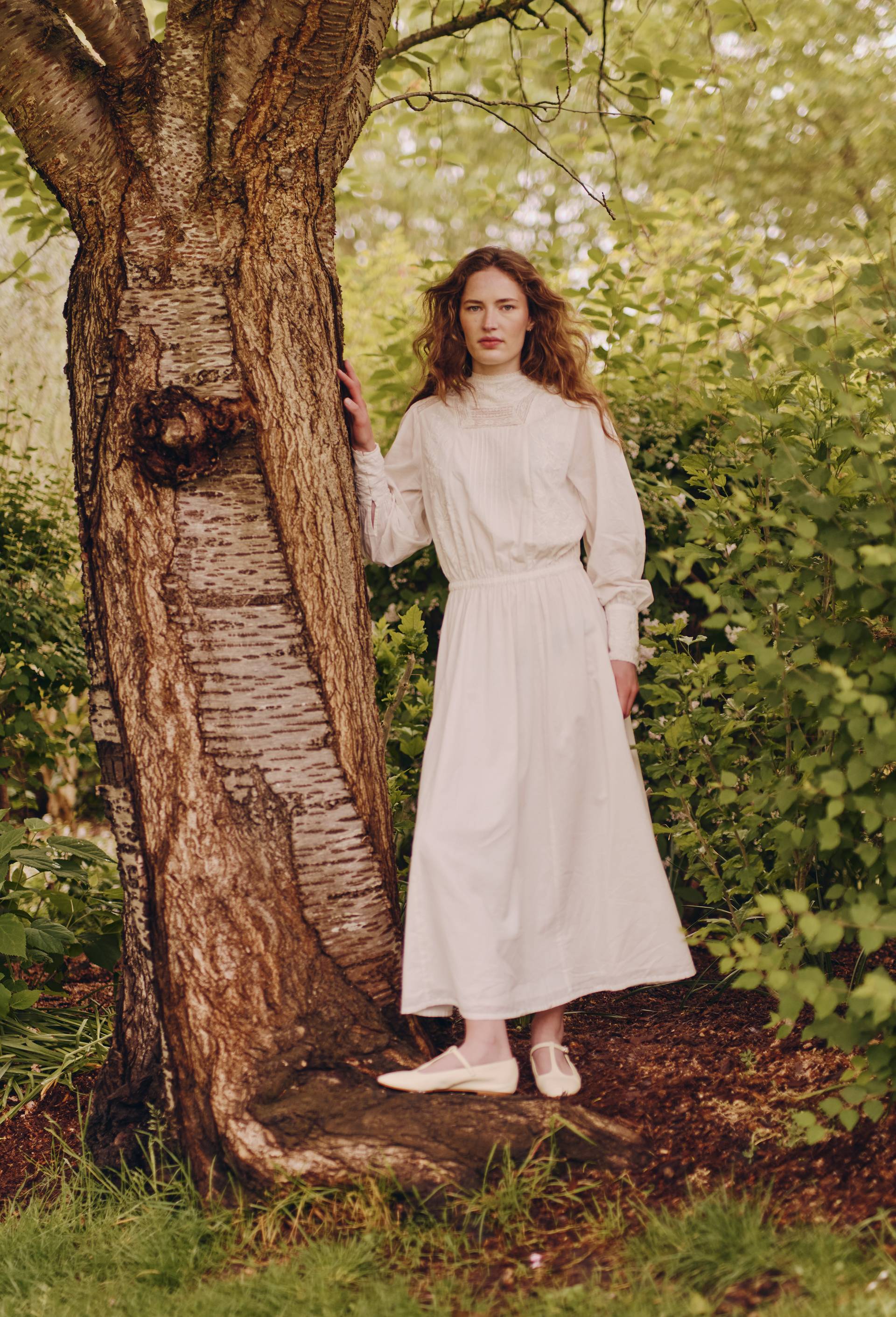 Robe manches longues avec de la dentelle en coton BIO GOTS, Ecru, large image number 0