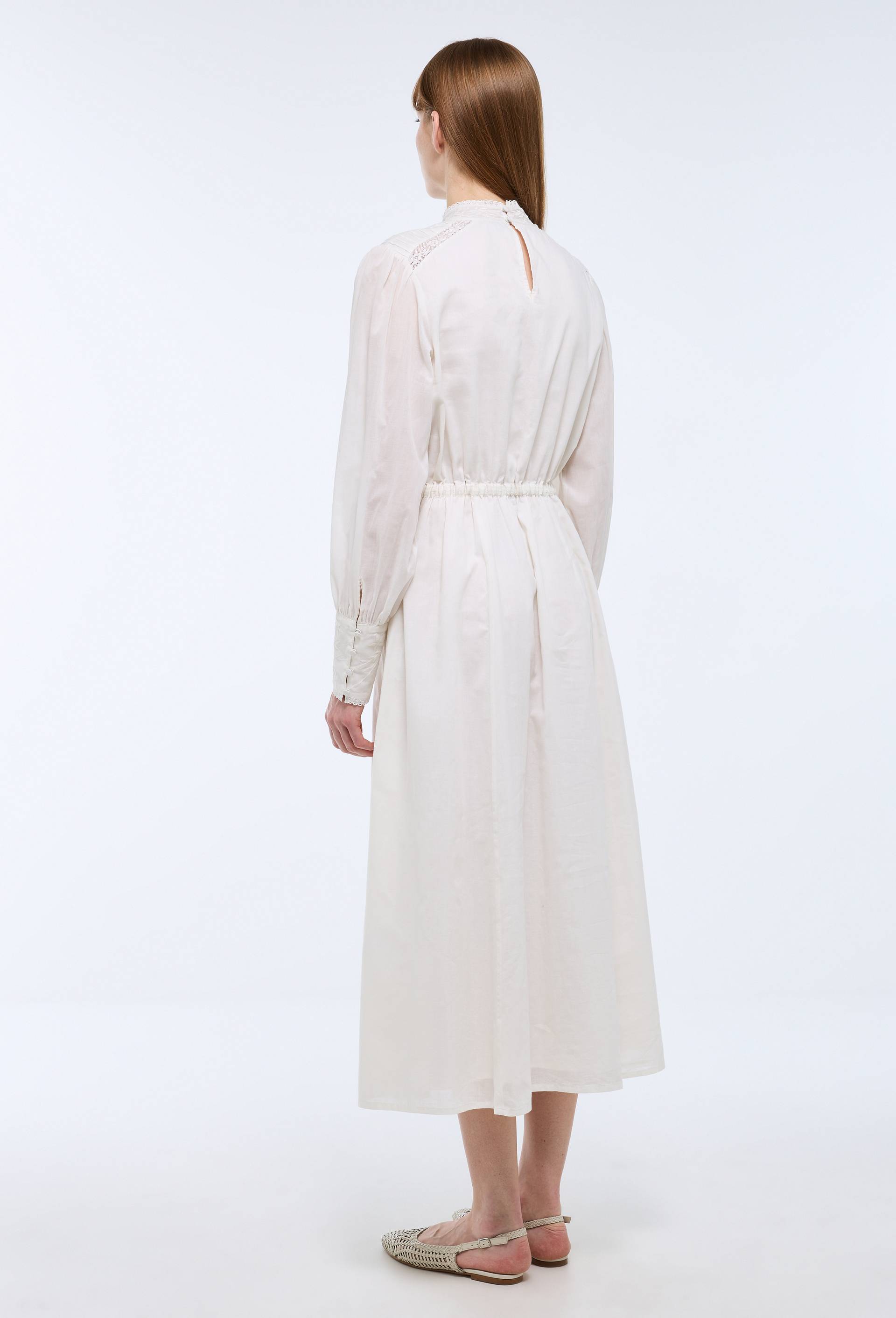 Robe manches longues avec de la dentelle en coton BIO GOTS, Ecru, large image number 4