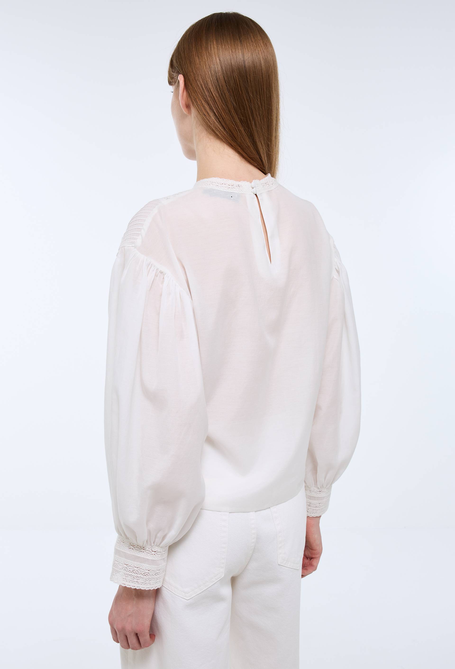 Blouse unie en dentelle, Ecru, large image number 1
