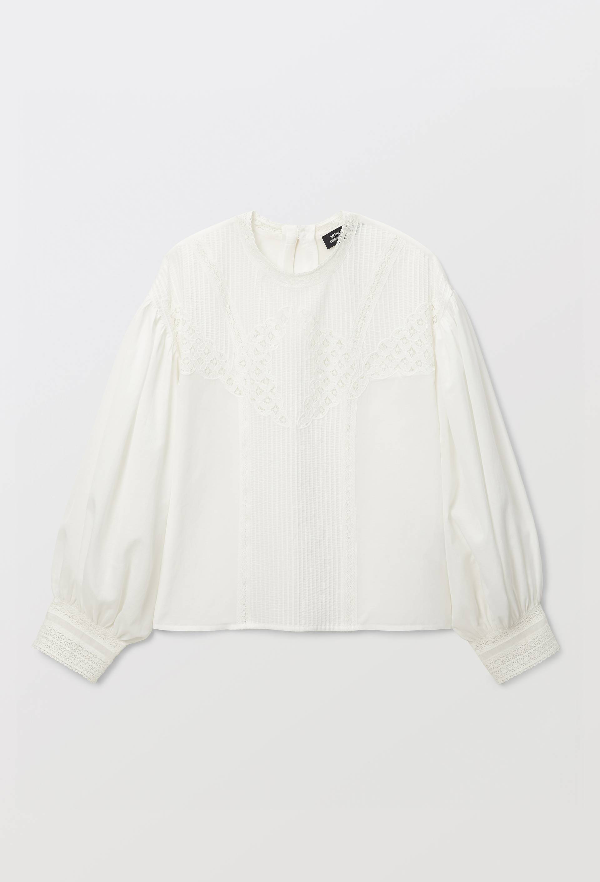 Blouse unie en dentelle, Ecru, large image number 2.0