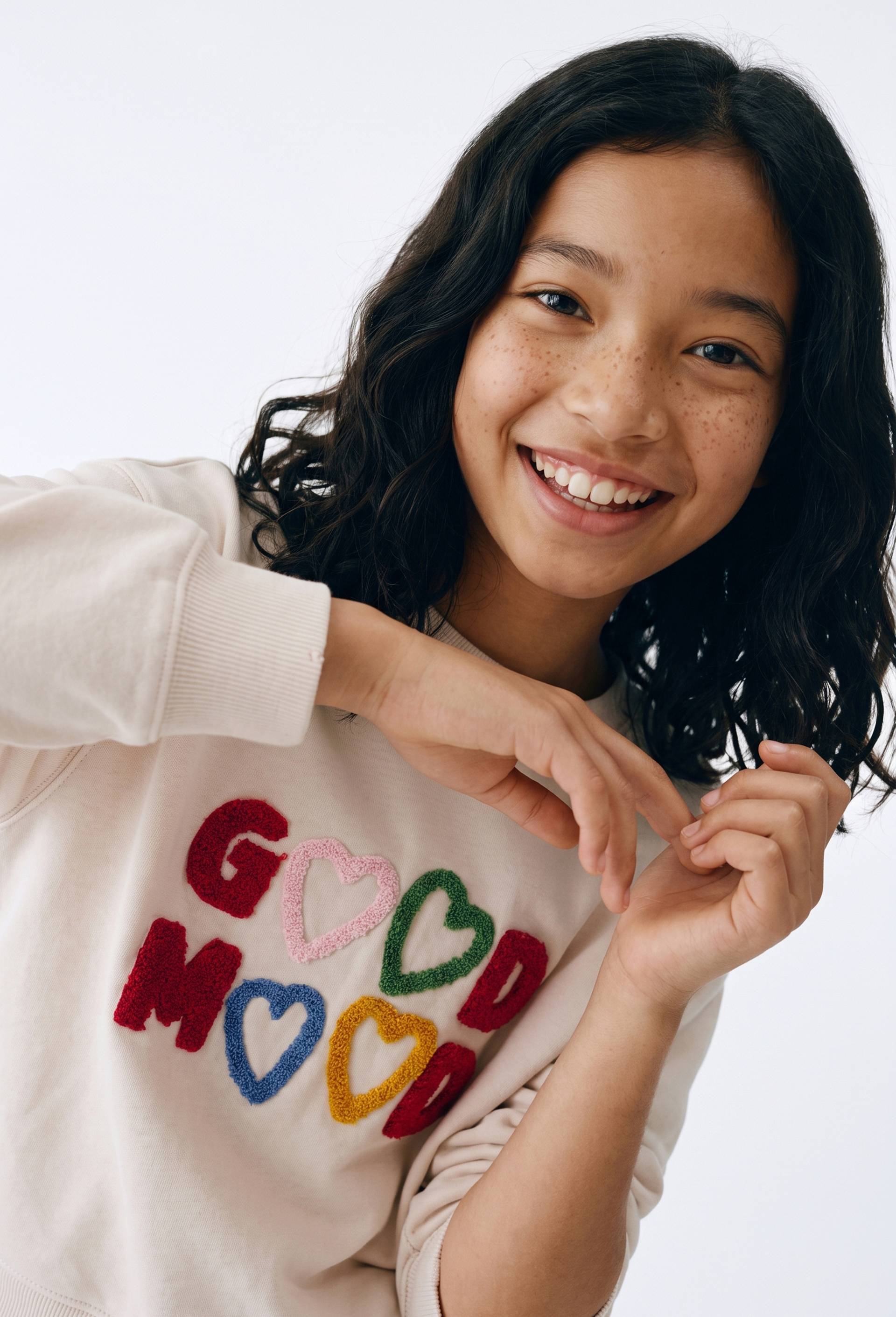 Sweat brod&eacute; contenant du coton BIO GOTS, Rose clair, large image number 0