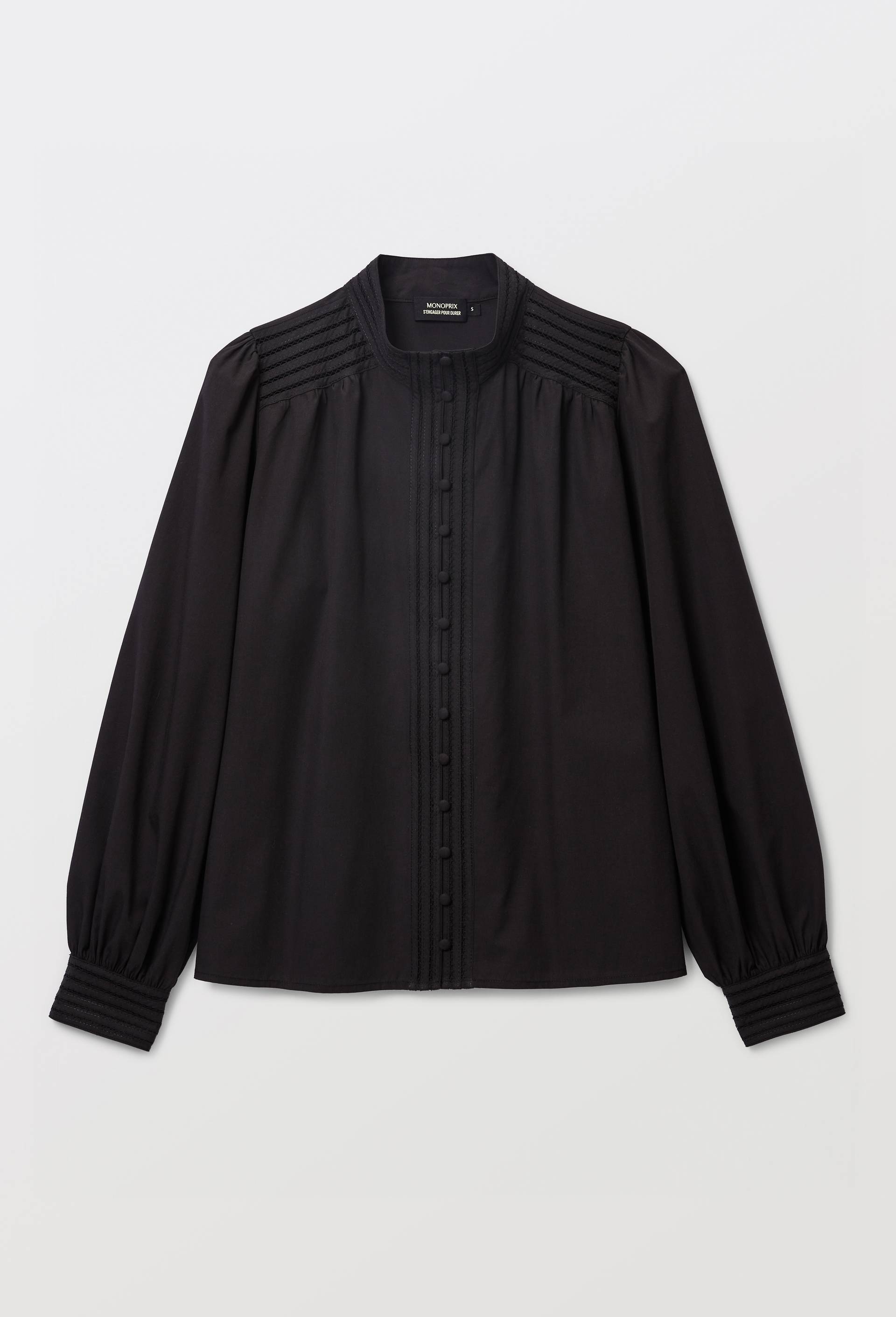 Chemise manches longues en coton BIO GOTS, Noir, large image number 2.0