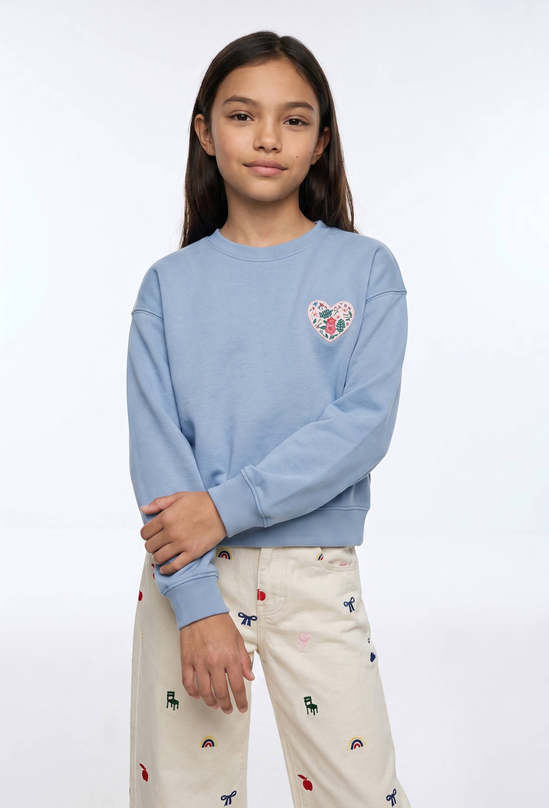 Sweat brod&eacute; contenant du coton BIO GOTS, Bleu, large image number 0
