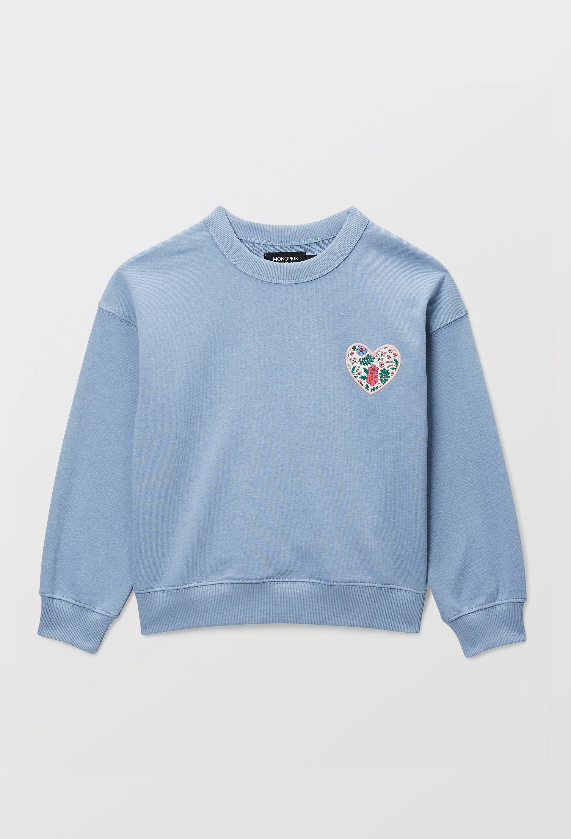 Sweat brod&eacute; contenant du coton BIO GOTS, Bleu, large image number 1.0