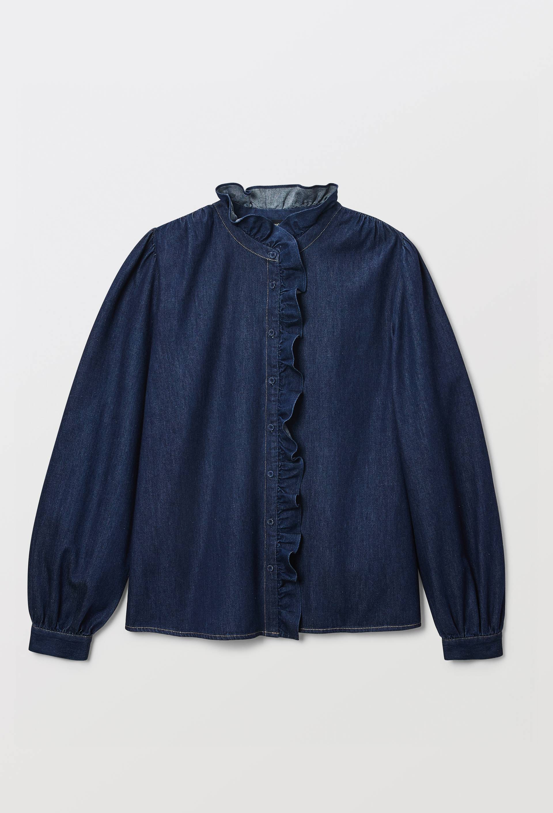 Blouse manches longues unie en jean en coton BIO GOTS, Bleu fonc&eacute;, large image number 2