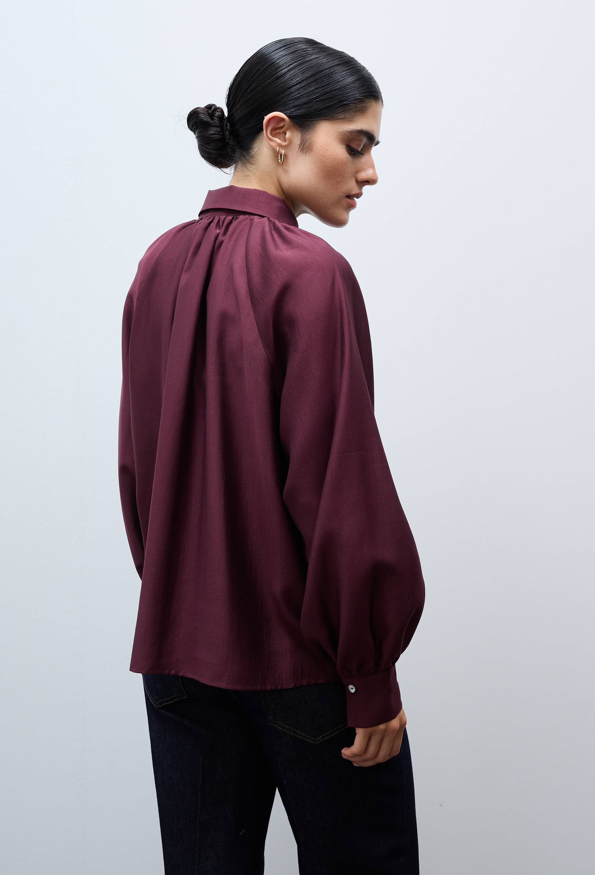 Chemise manches longues unie, Rouge fonc&eacute;, large image number 2.0