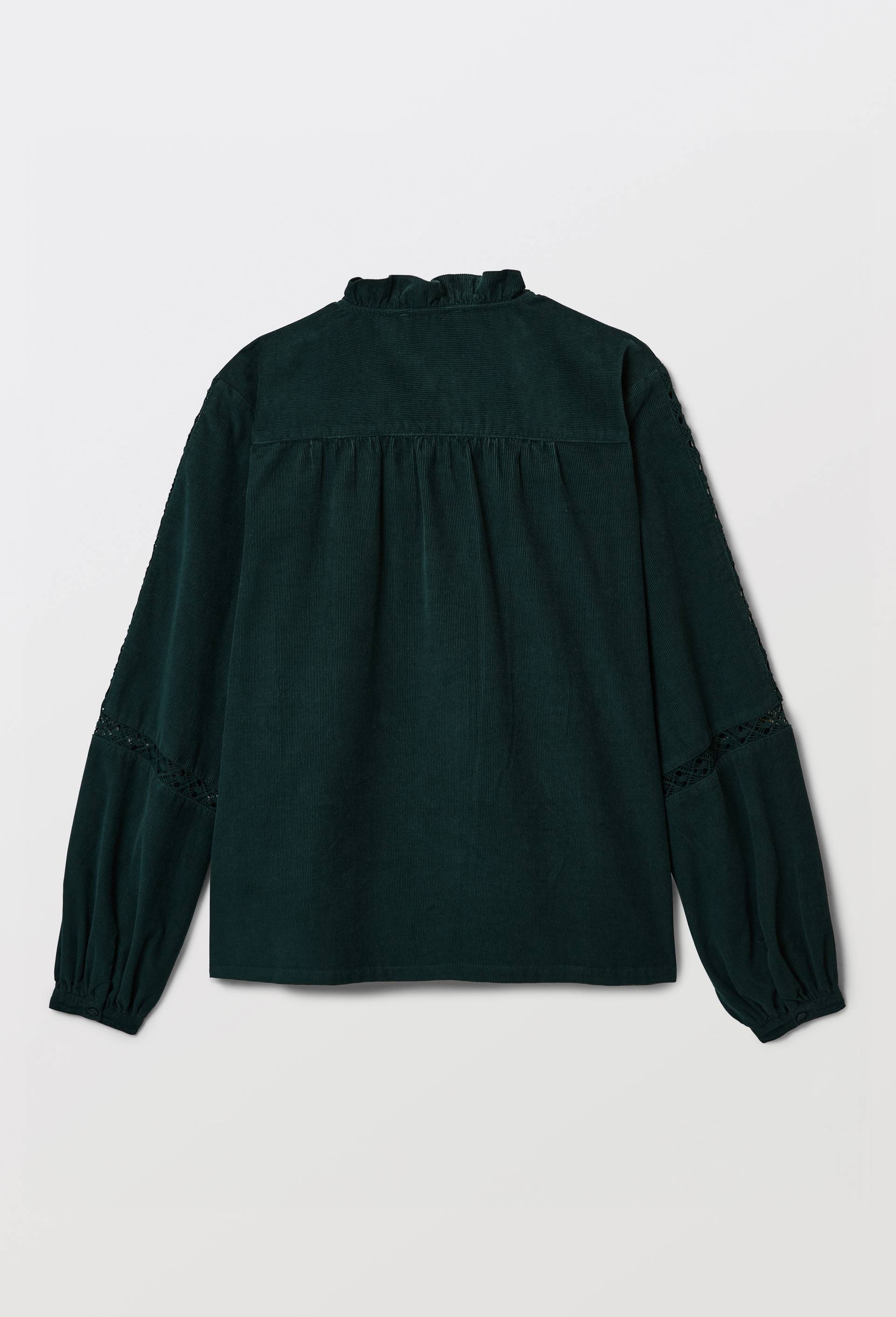 Blouse velours &agrave; d&eacute;tails en coton BIO GOTS, Vert fonc&eacute;, large image number 3