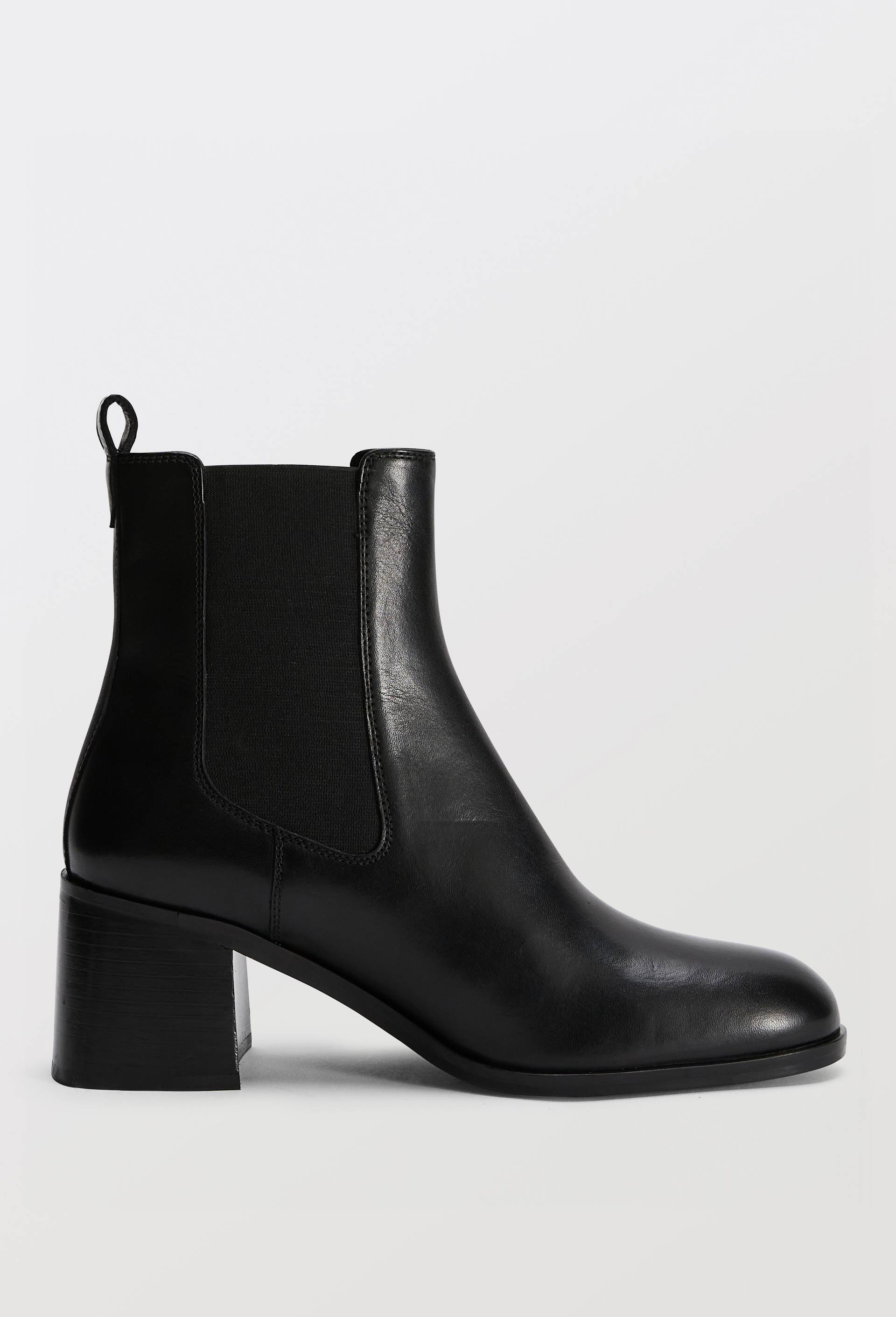 Bottines &agrave; talon en cuir, Noir, large image number 1.0