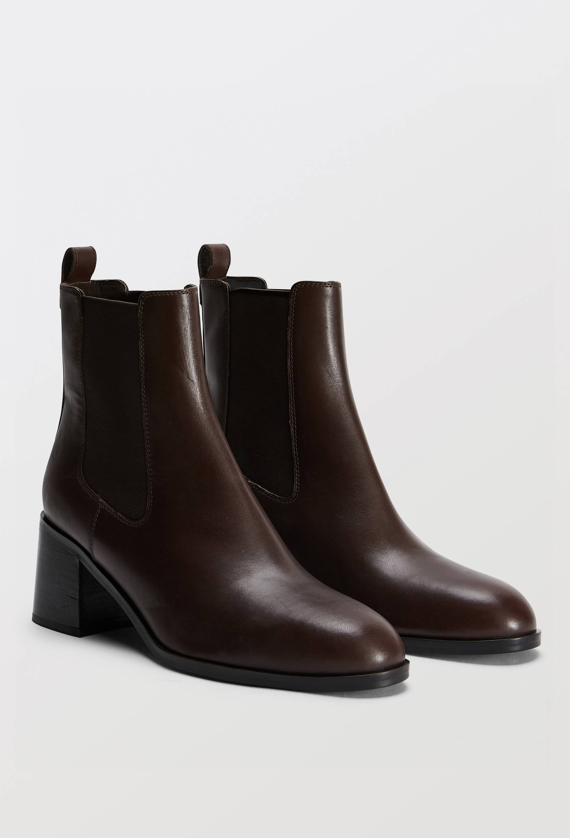 Bottines &agrave; talon en cuir, Brun, large image number 0