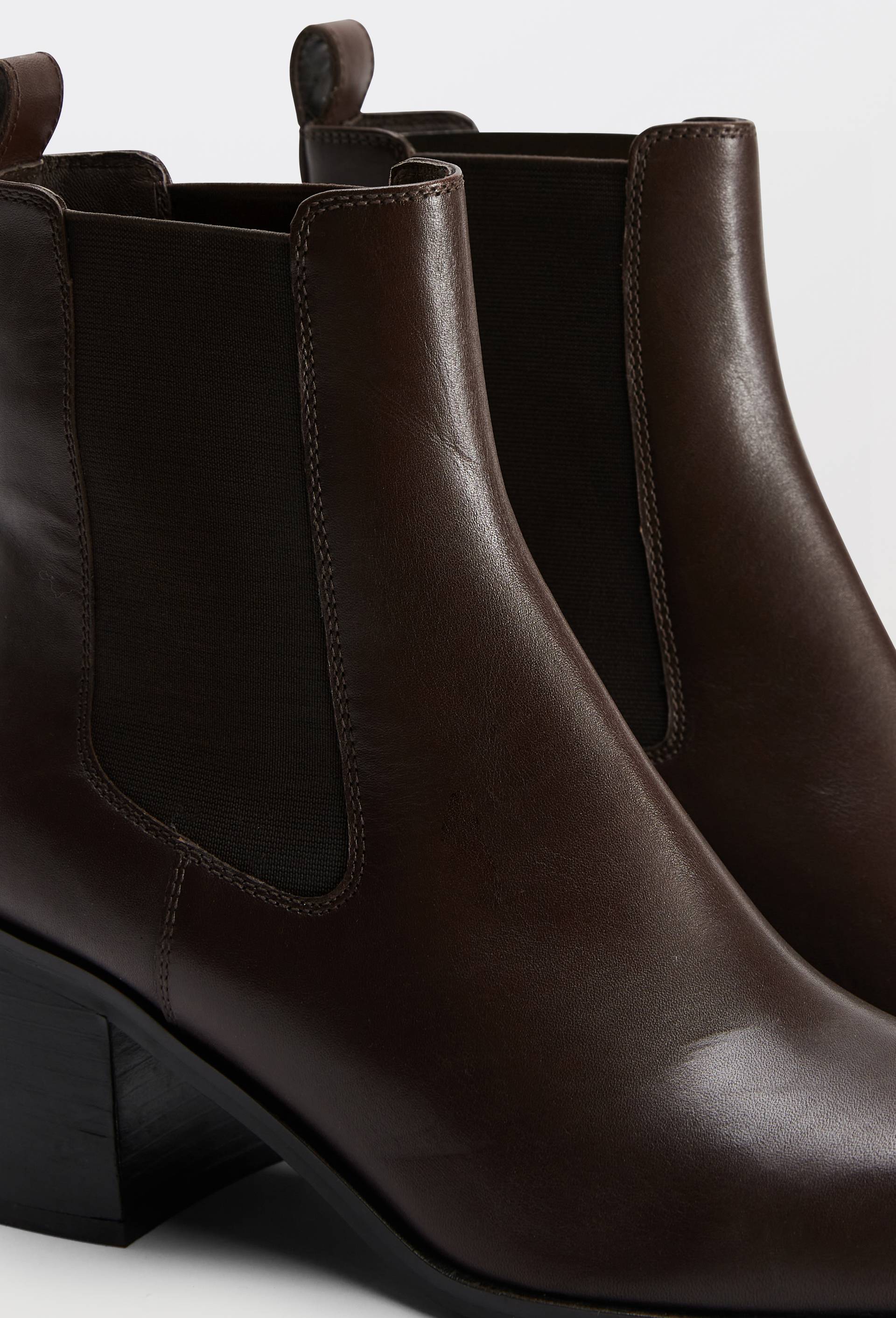 Bottines &agrave; talon en cuir, Brun, large image number 2