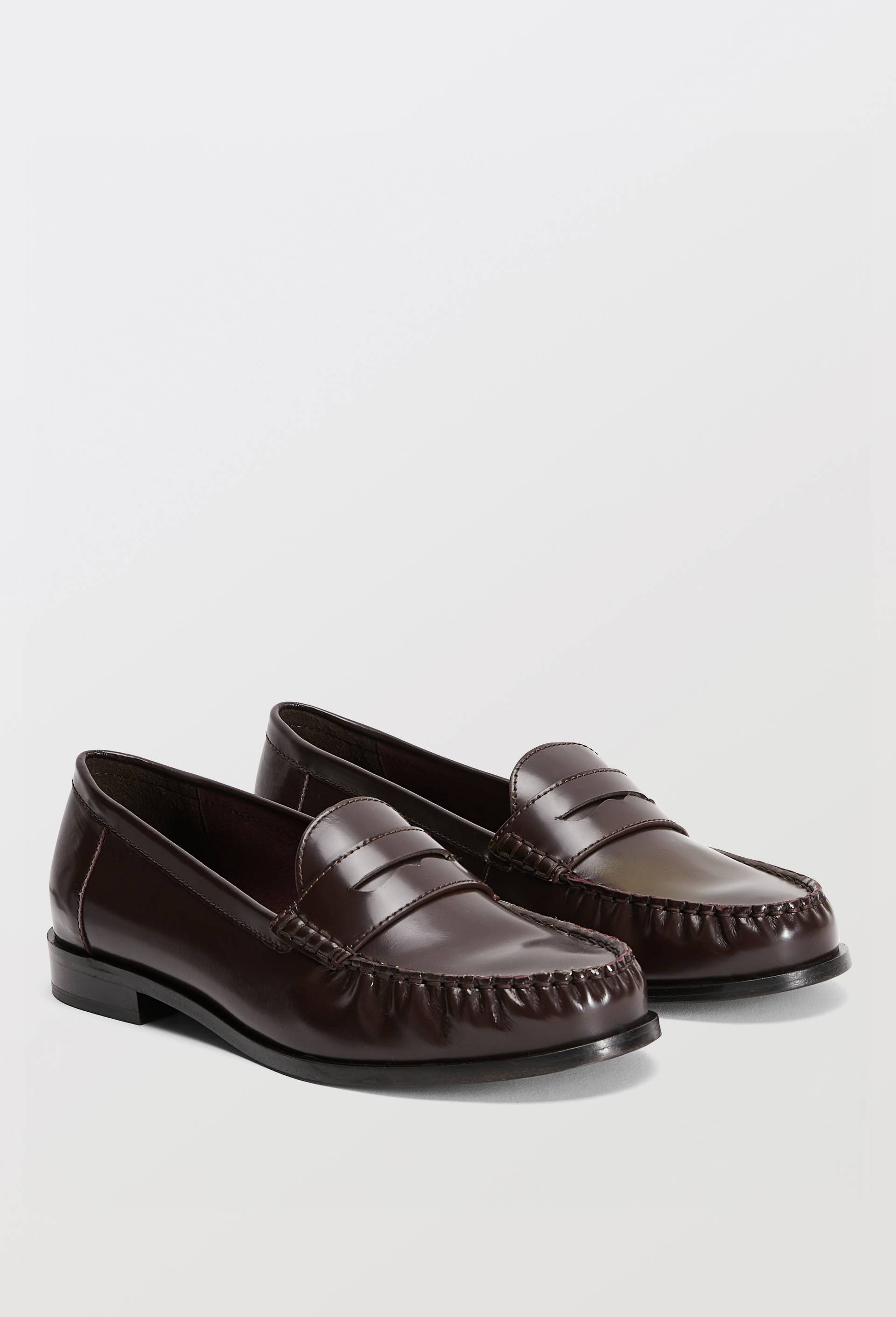 Mocassins en cuir, Rouge fonc&eacute;, large image number 0