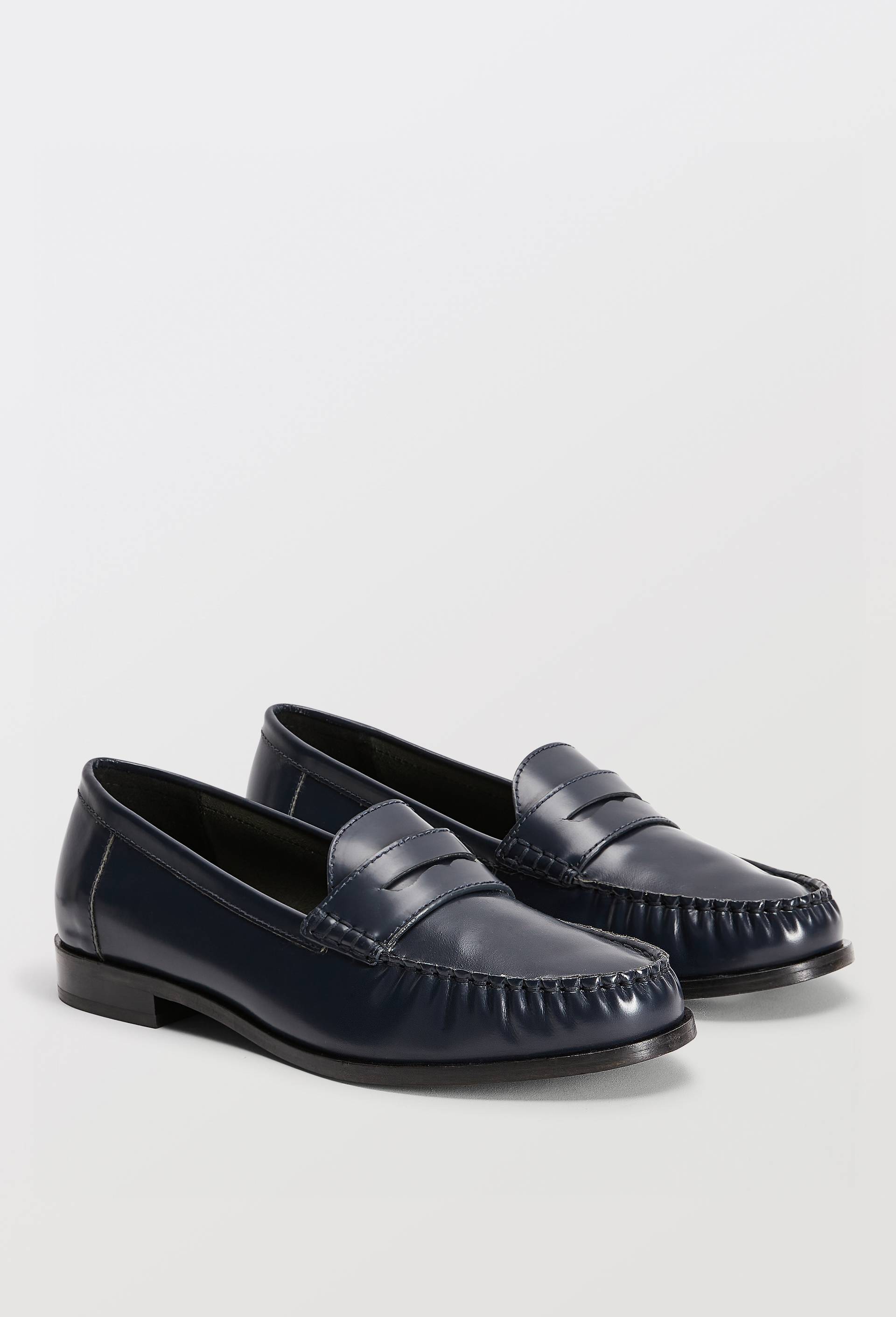 Mocassins en cuir, Bleu fonc&eacute;, large image number 0.0