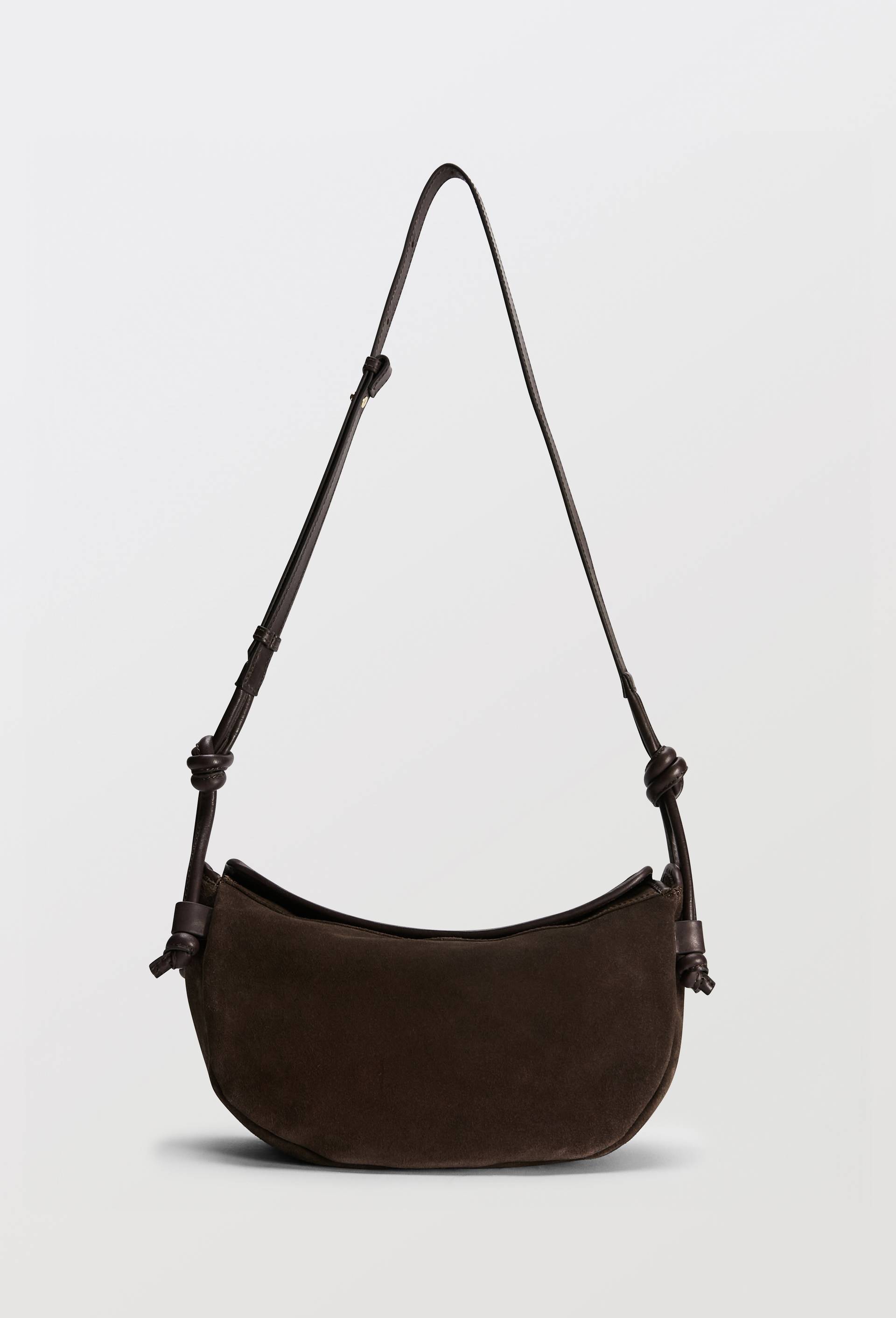 Sac port&eacute; travers en cuir, Brun, swatch image