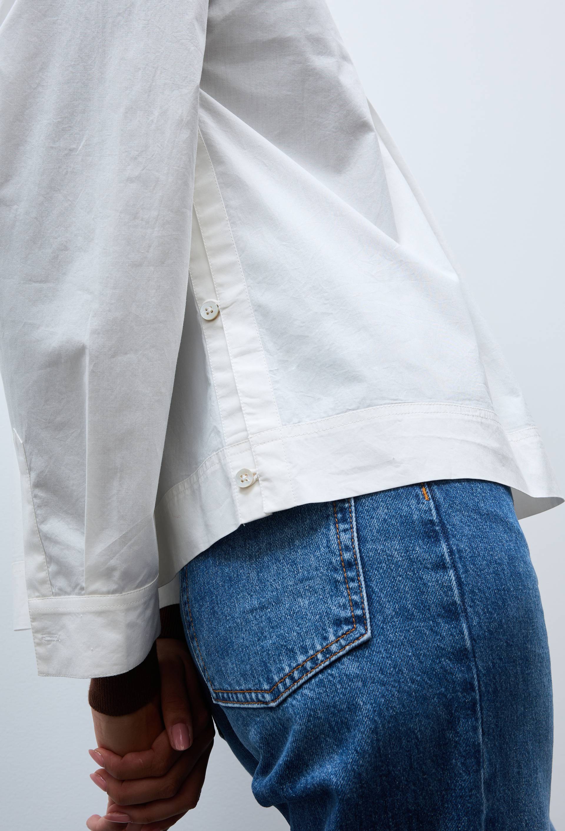 Blouse manches longues unie en coton BIO GOTS, Blanc, large image number 1