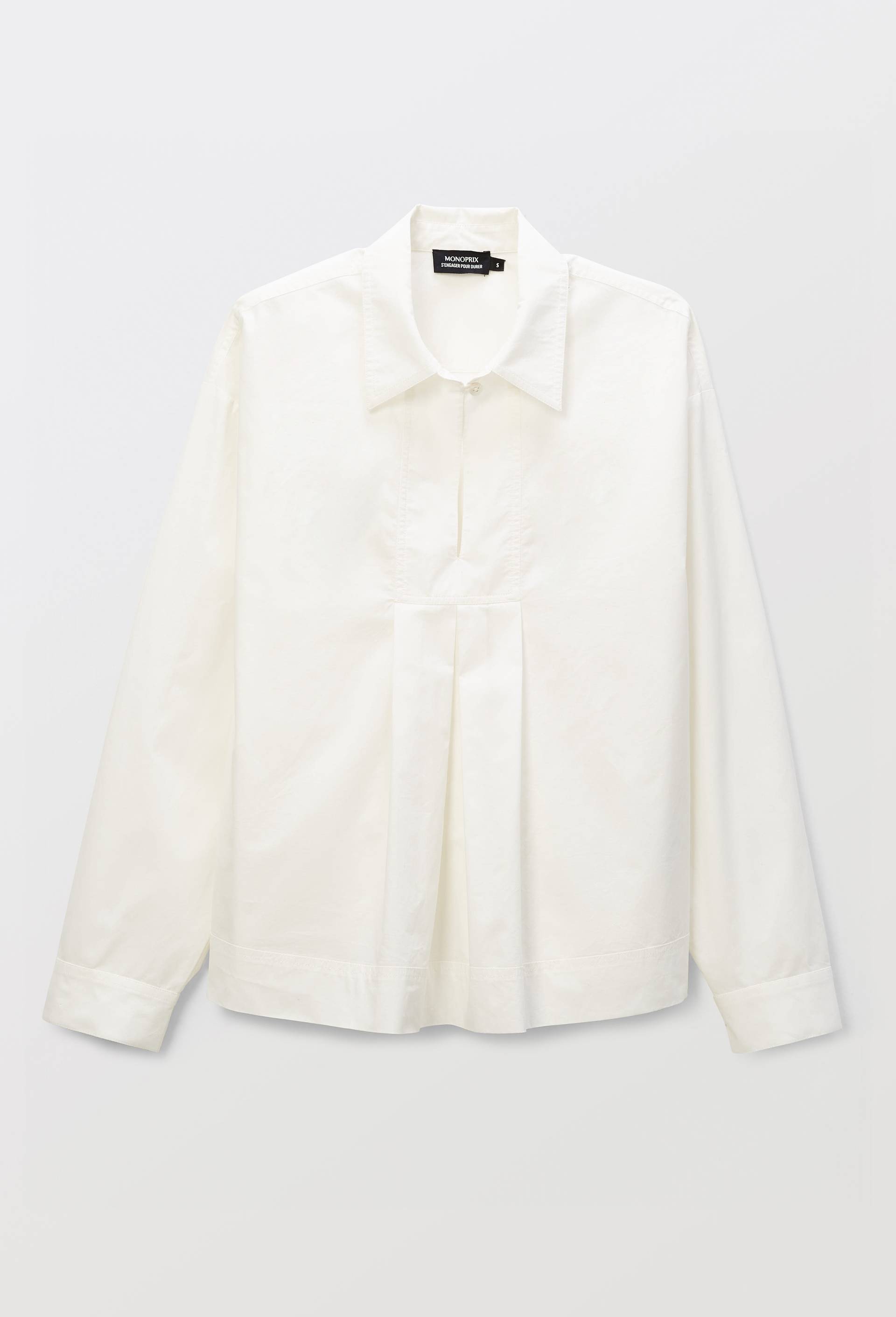 Blouse manches longues unie en coton BIO GOTS, Blanc, large image number 3