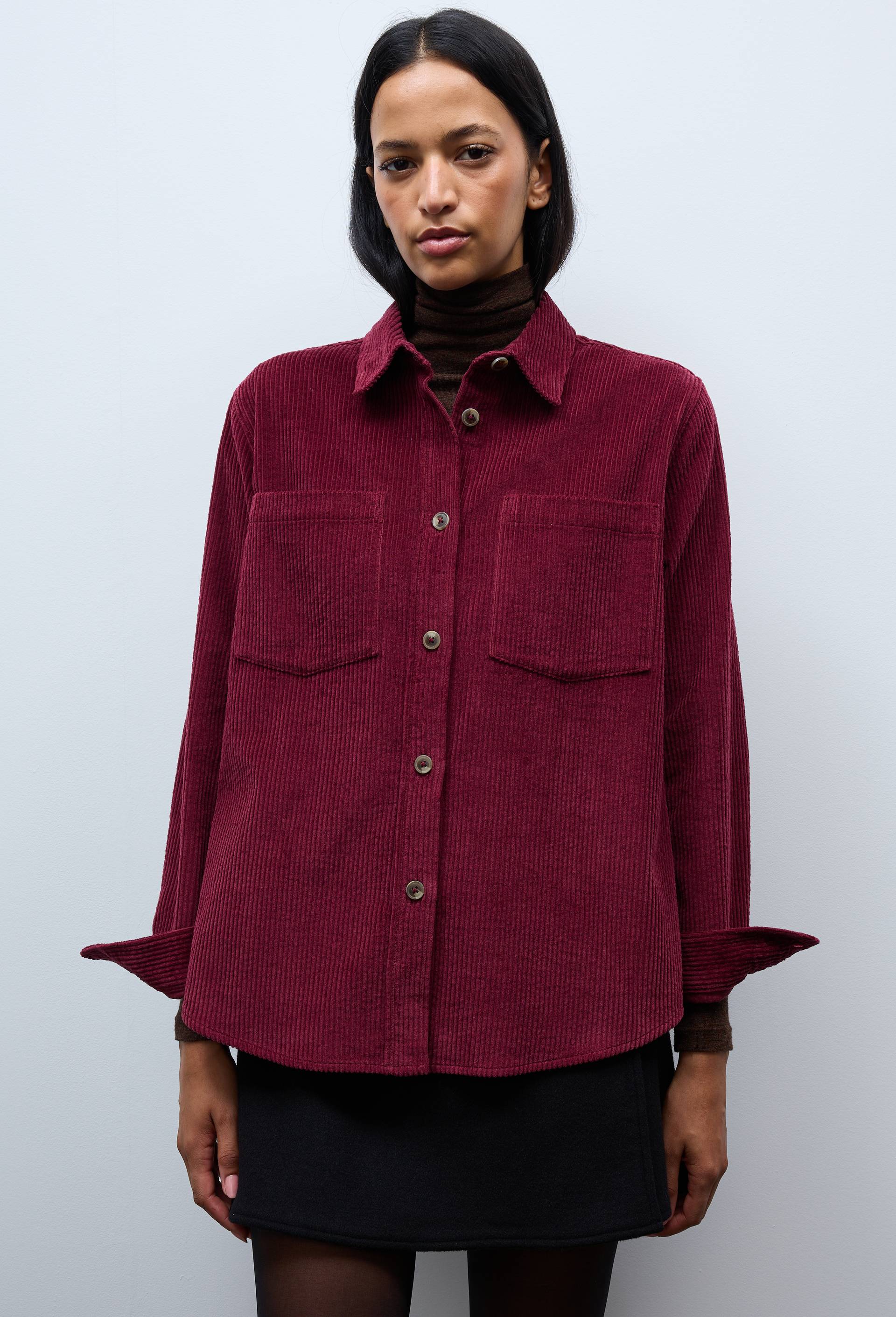 Chemise manches longues en velours en coton BIO GOTS, Rouge fonc&eacute;, large image number 1