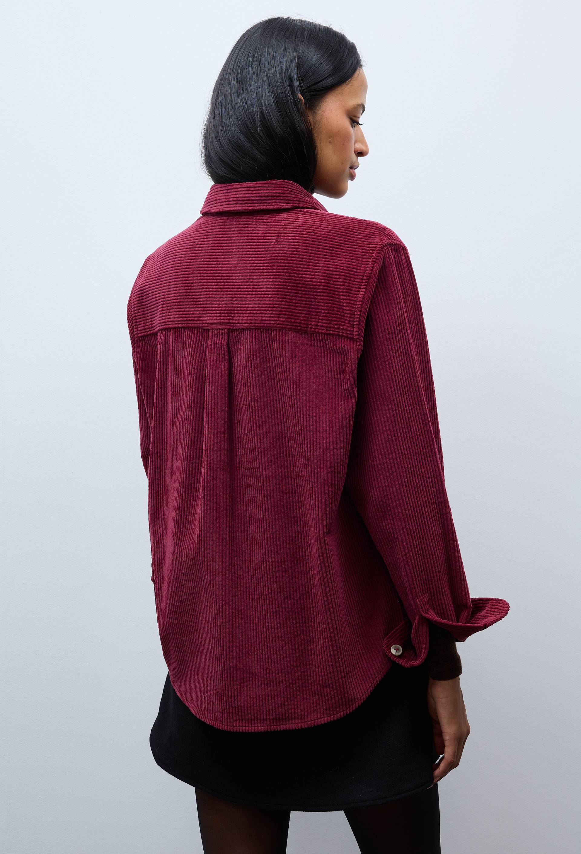 Chemise manches longues en velours en coton BIO GOTS, Rouge fonc&eacute;, large image number 2