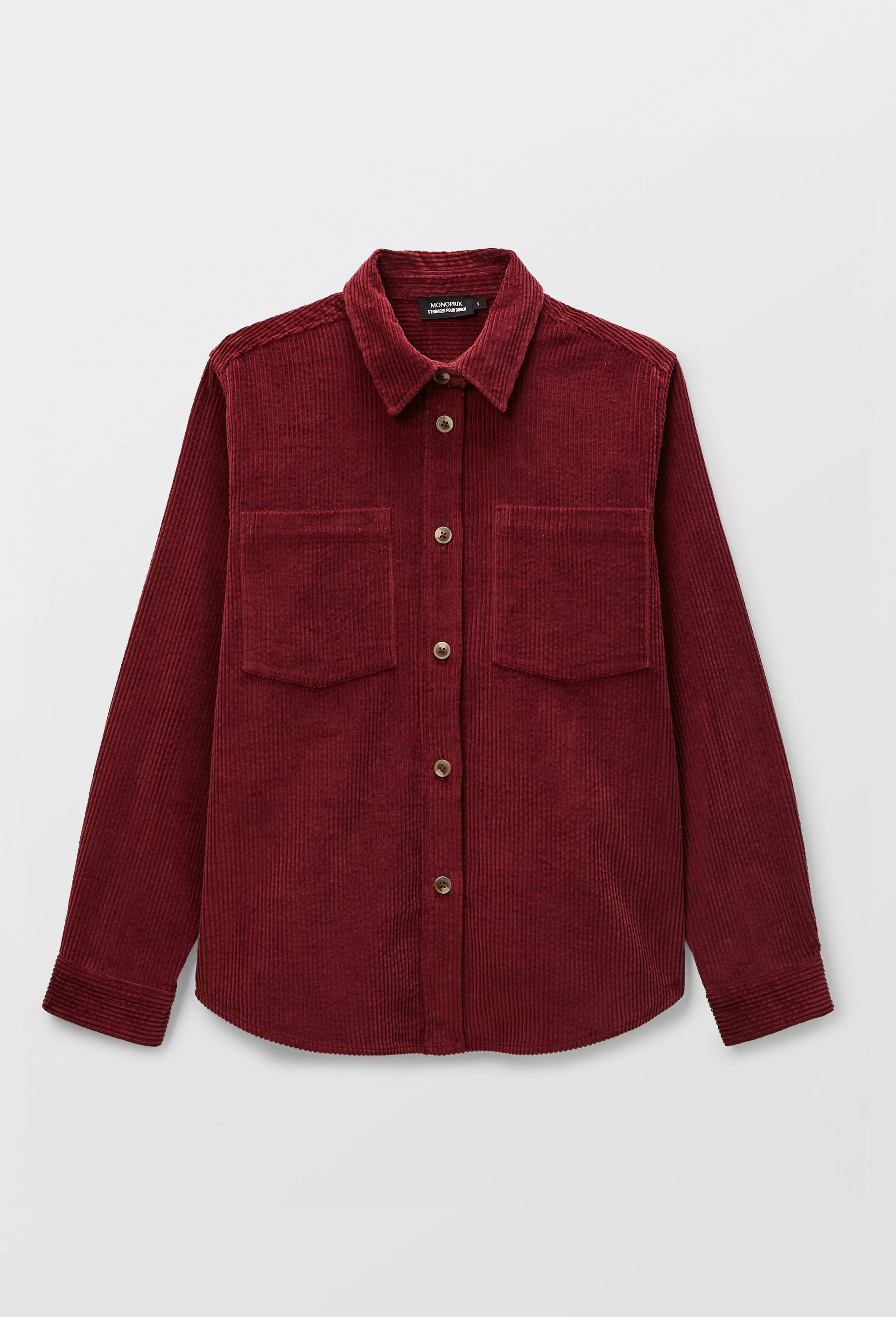 Chemise manches longues en velours en coton BIO GOTS, Rouge fonc&eacute;, large image number 3