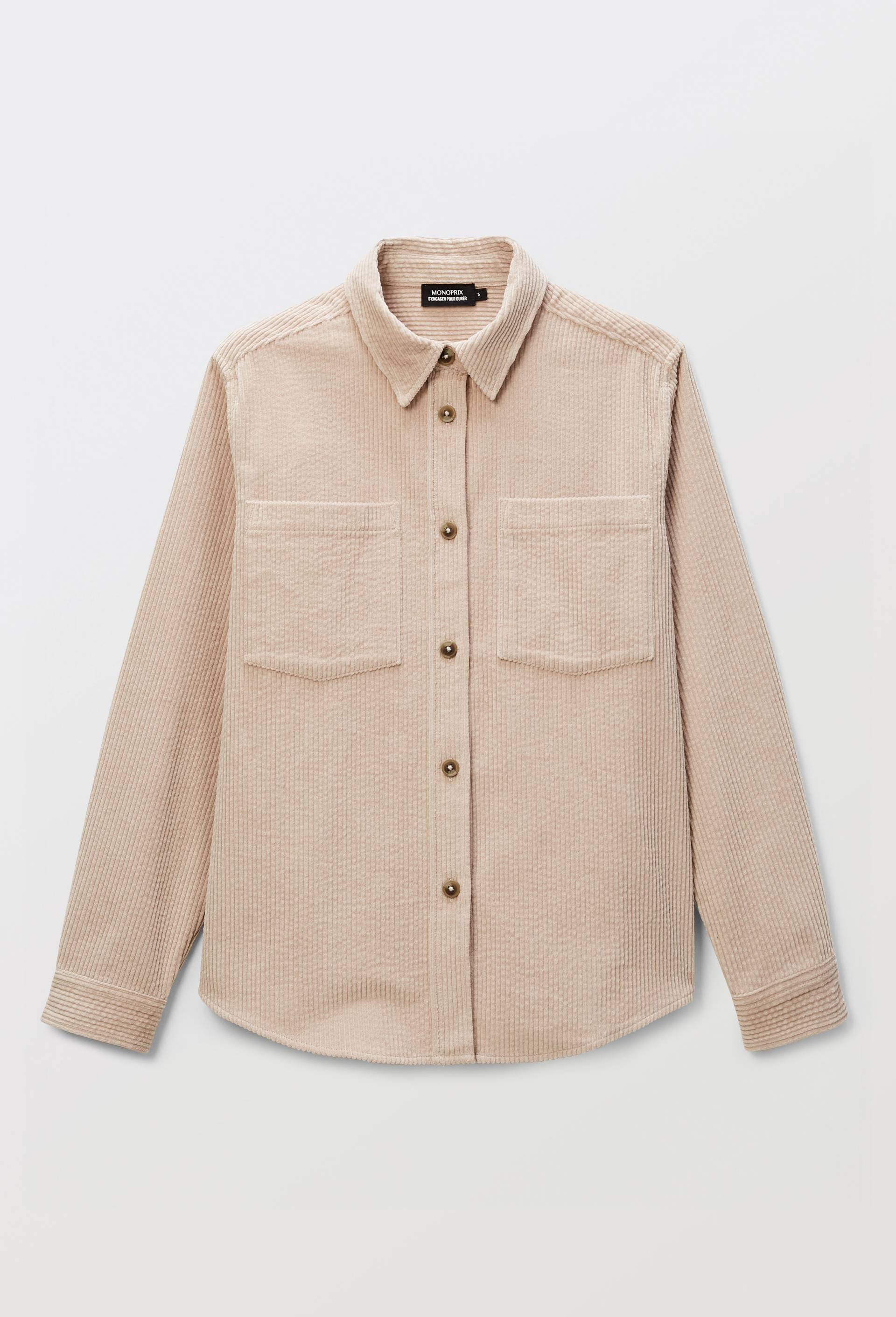 Chemise manches longues en velours en coton BIO GOTS, Beige clair, large image number 2.0