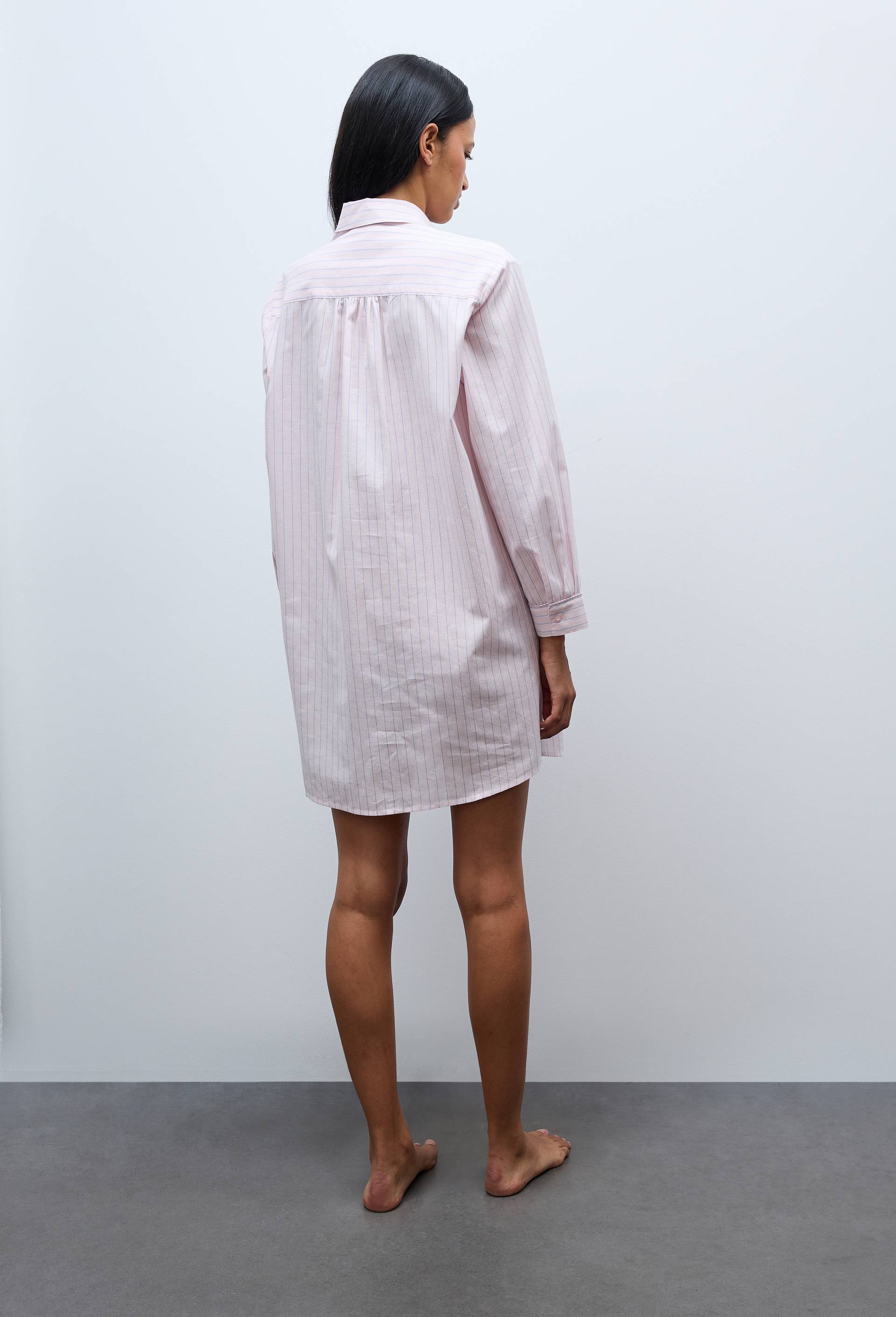 Chemise de nuit &agrave; rayures patchwork en coton bio GOTS, Rose, large image number 1