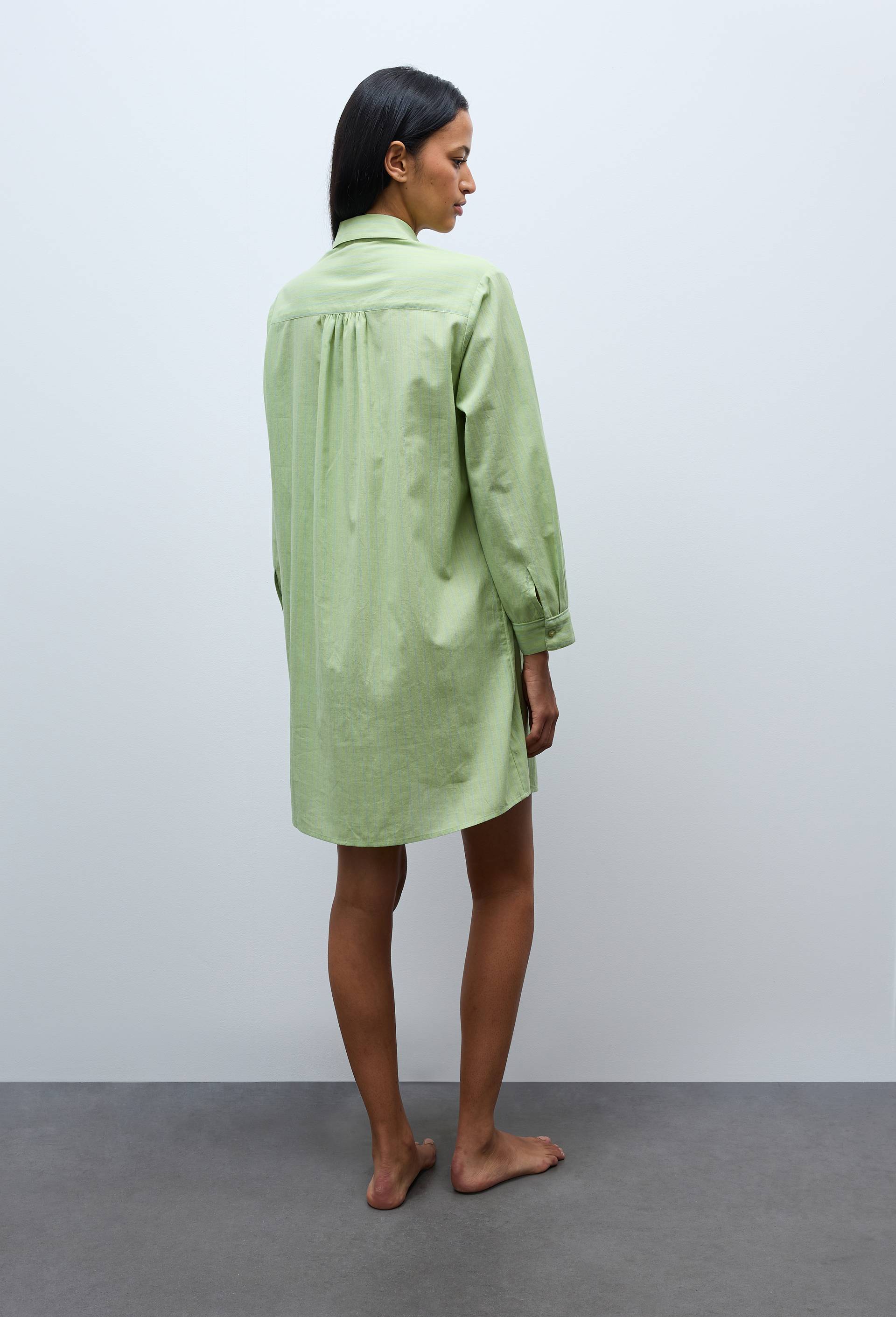Chemise de nuit &agrave; rayures patchwork en coton bio GOTS, Vert, large image number 1.0