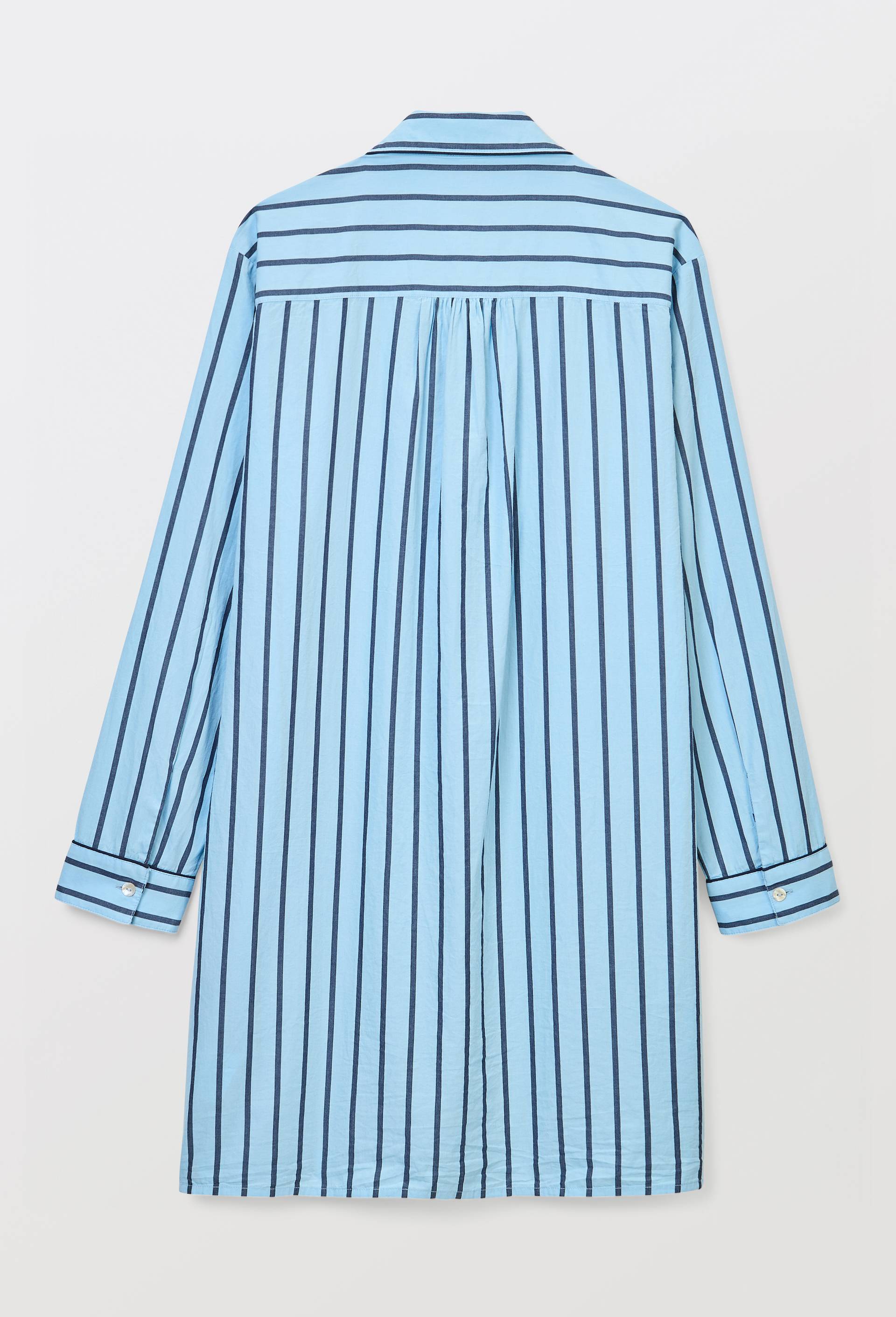 Chemise de nuit ray&eacute;e en coton bio GOTS, Bleu, large image number 3.0