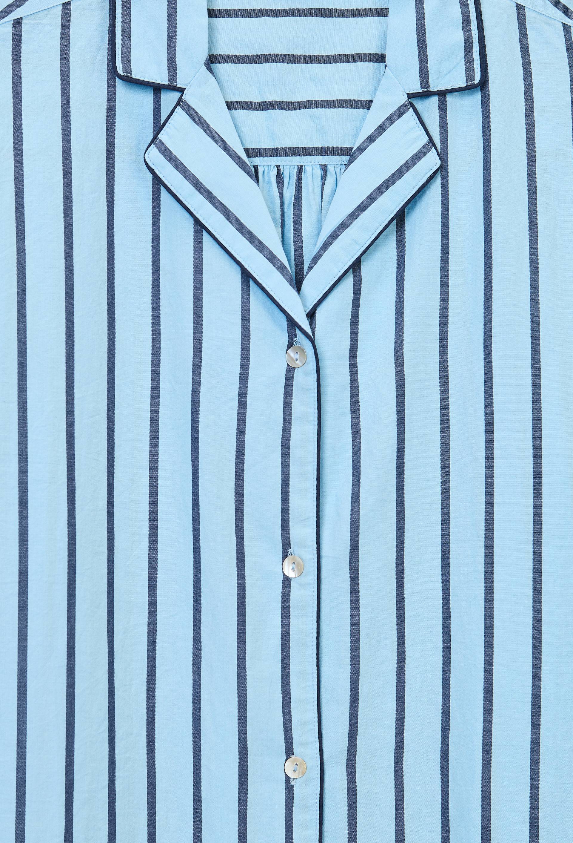 Chemise de nuit ray&eacute;e en coton bio GOTS, Bleu, large image number 4