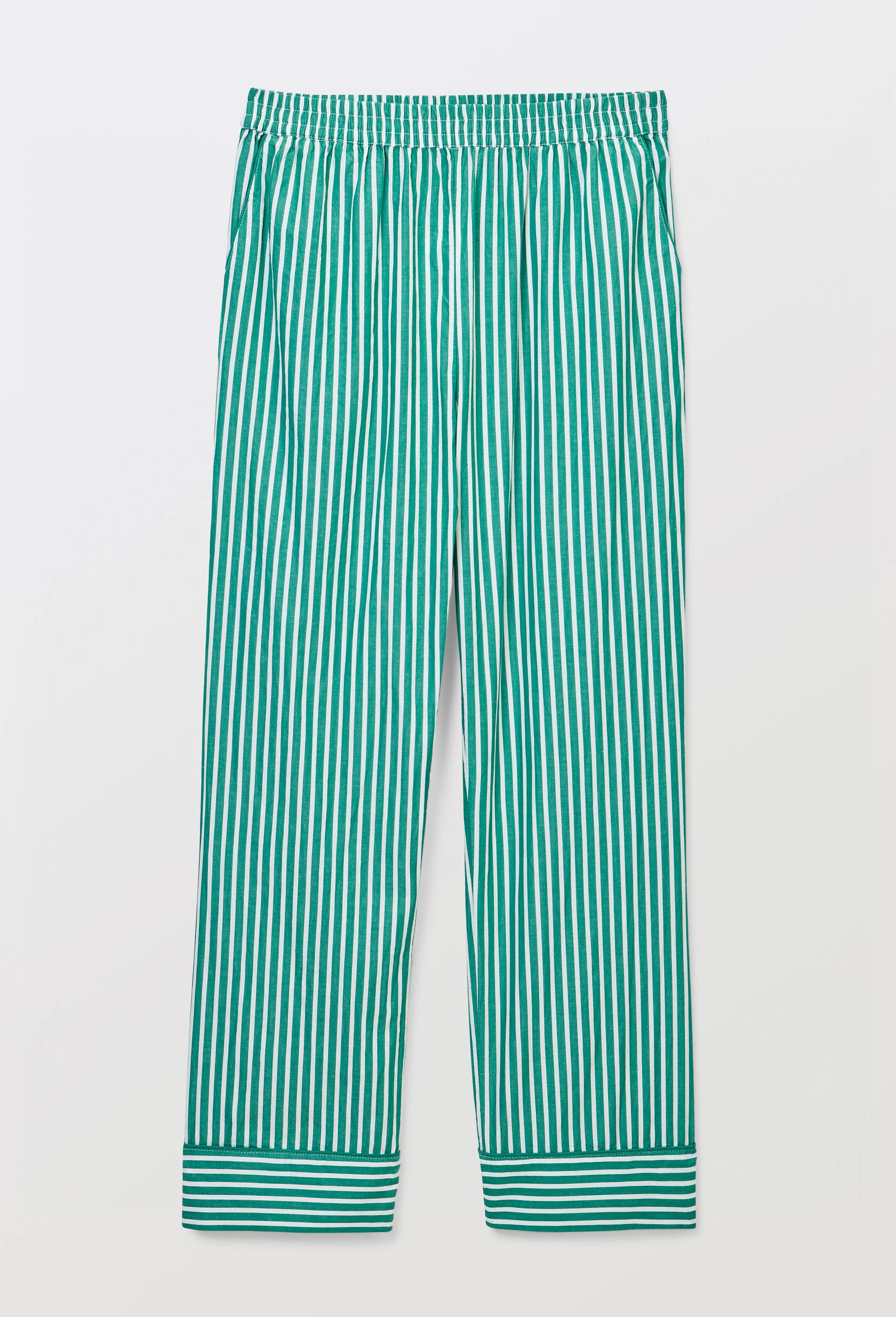 Pantalon ray&eacute; en coton bio GOTS, Vert, large image number 2.0