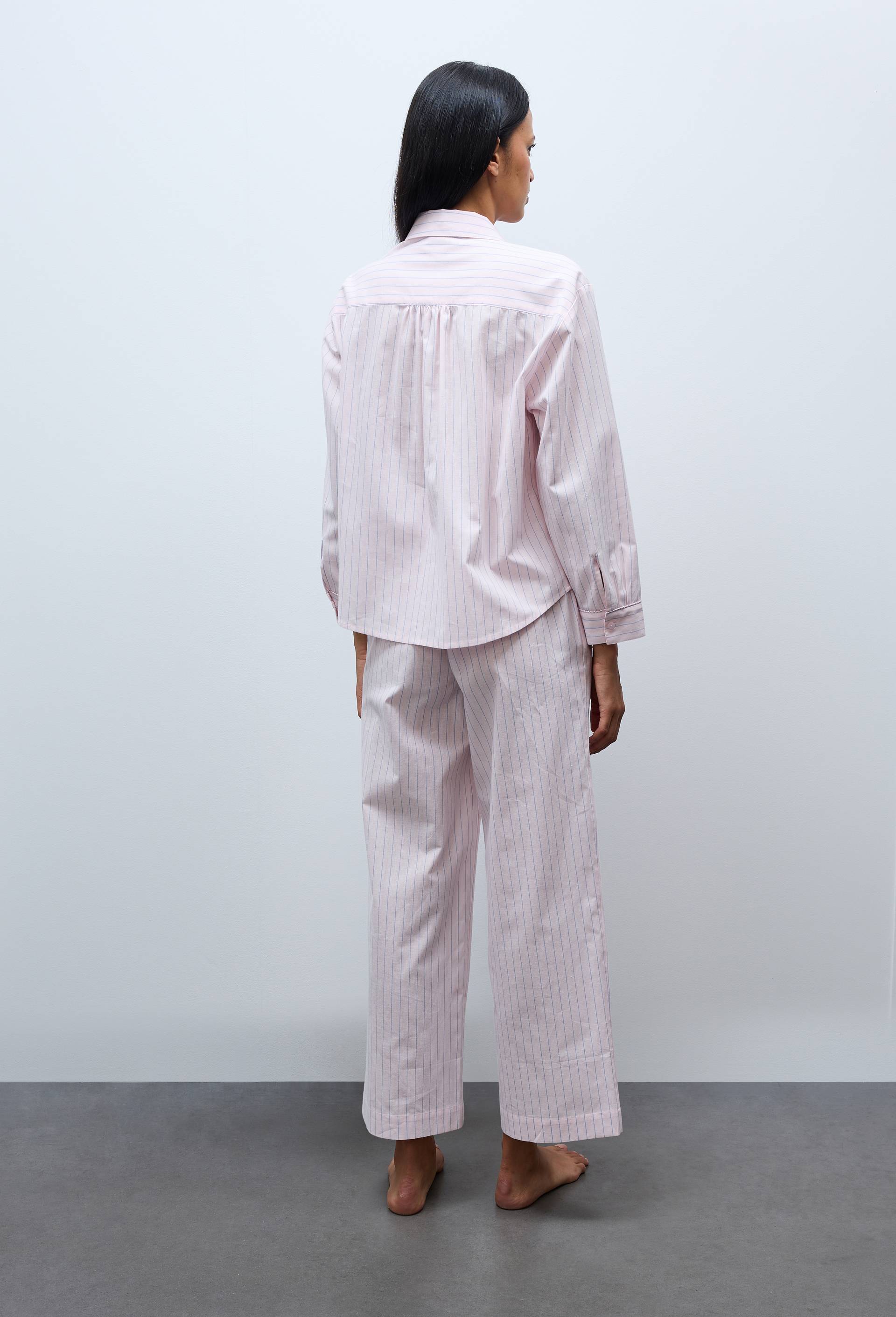 Pantalon &agrave; rayures patchwork en coton bio GOTS, Rose, large image number 1