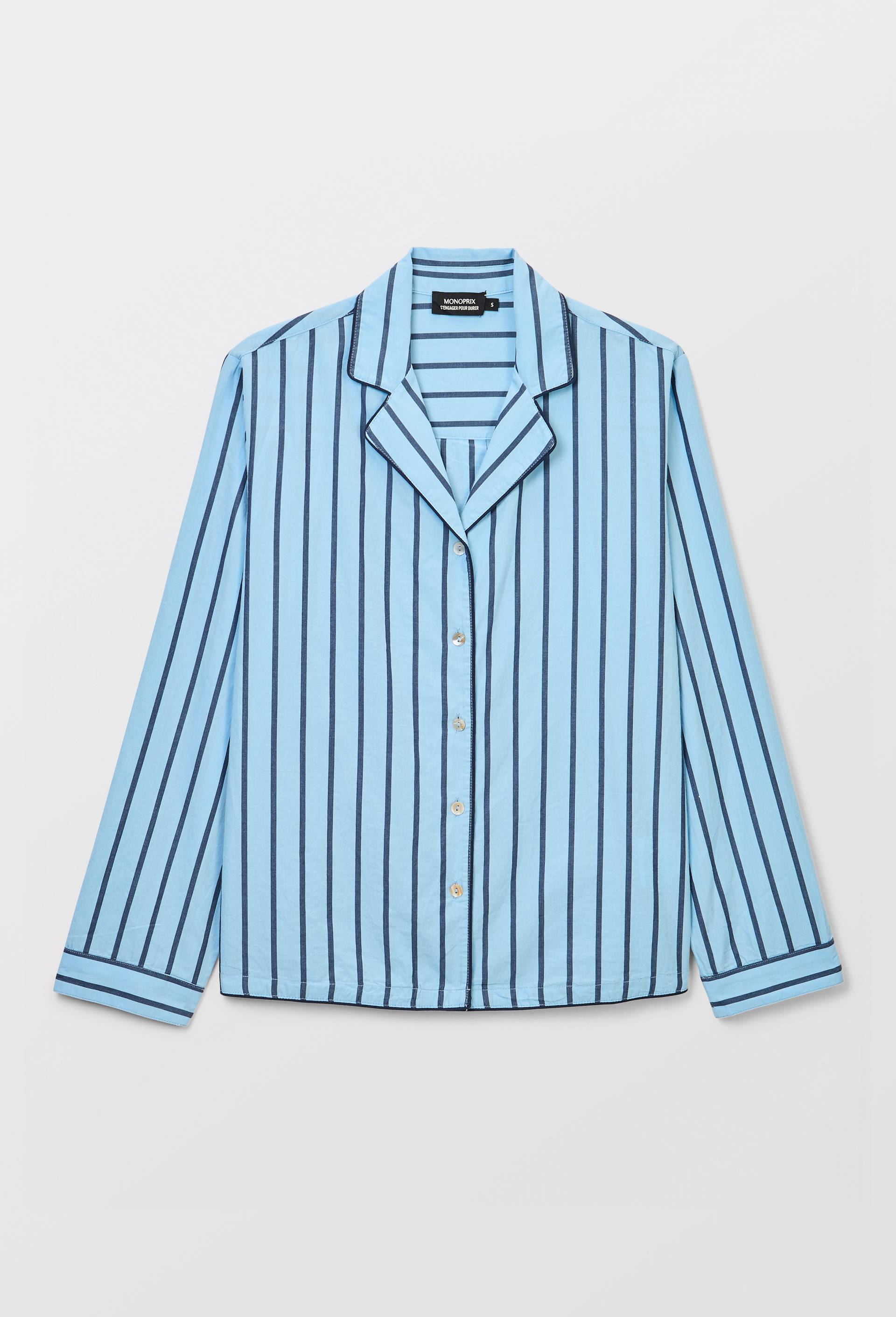 Chemise ray&eacute;e en coton bio GOTS, Bleu, large image number 2.0