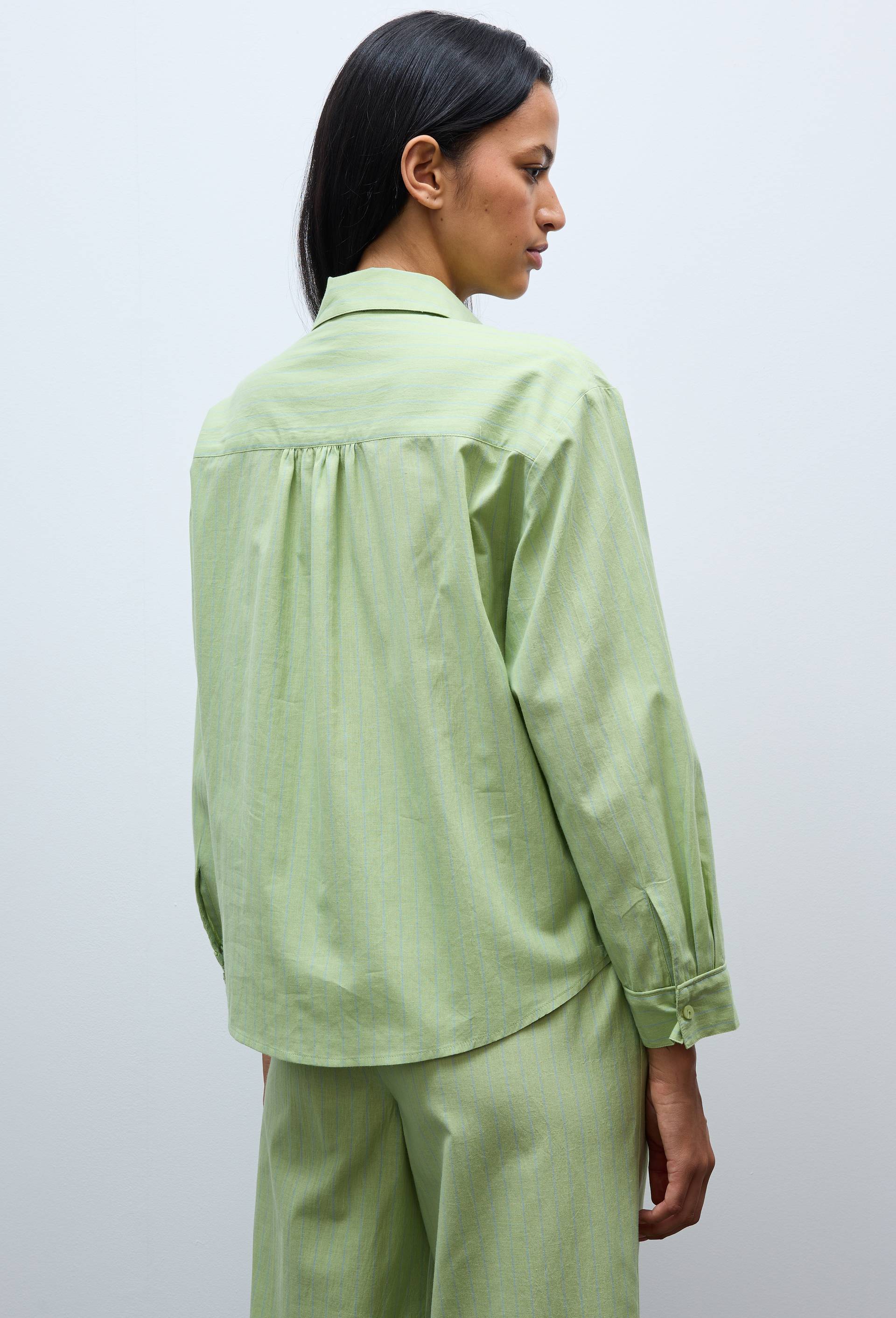 Chemise &agrave; rayures patchwork en coton bio GOTS, Vert, large image number 1.0