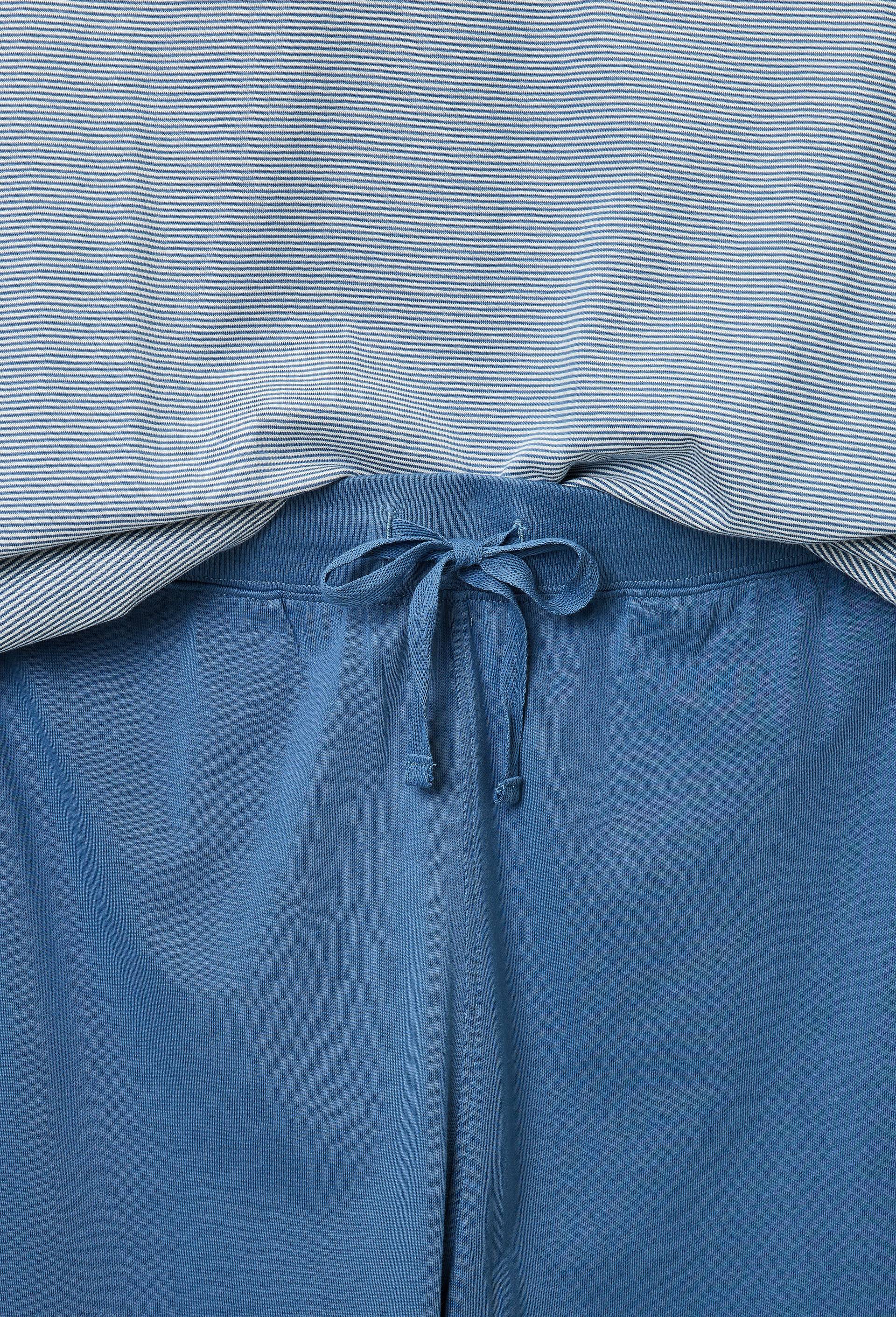Pyjama T-shirt manches longues  milleraies et pantalon en jersey de coton BIO GOTS, Bleu, large image number 5.0