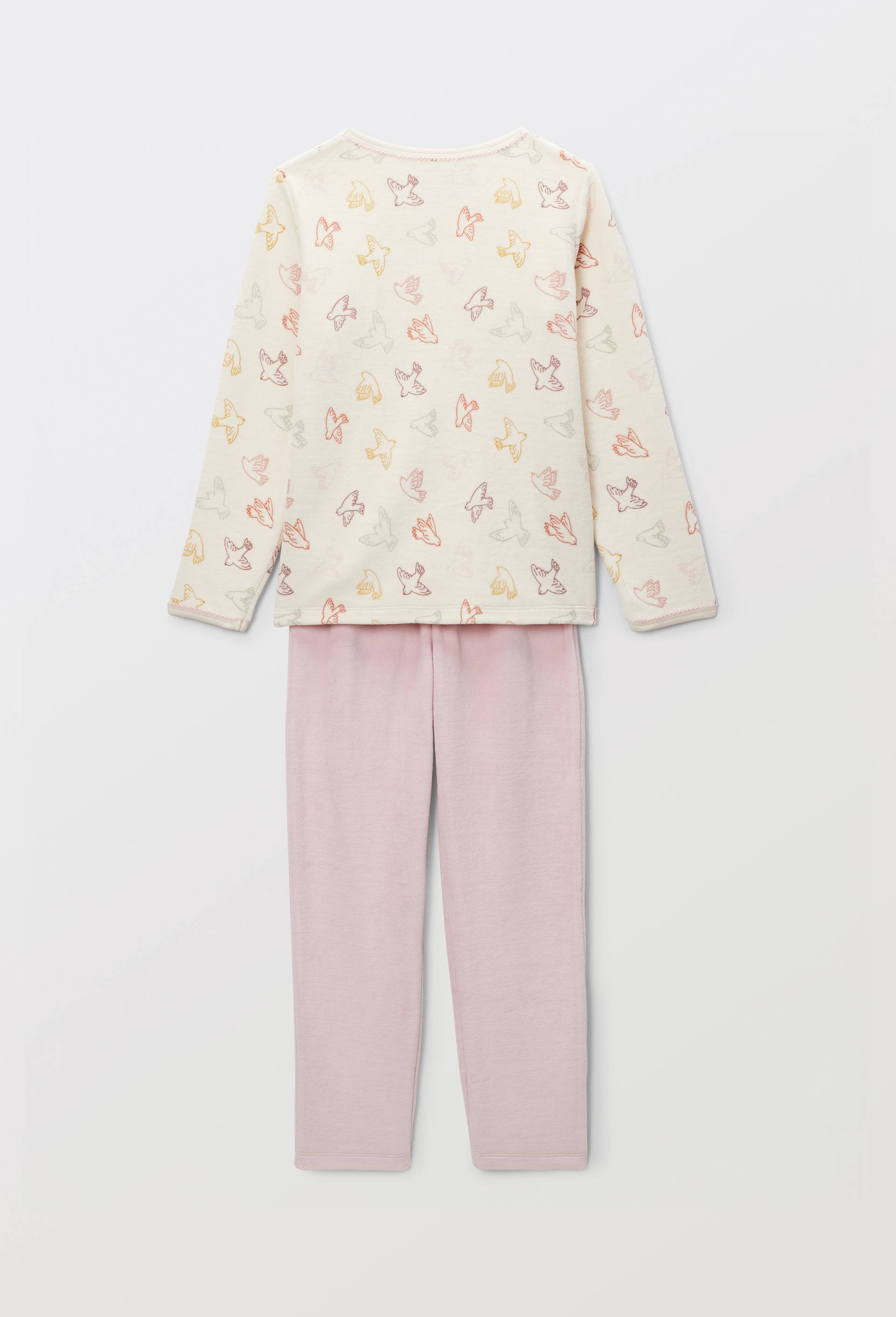 Pyjama velours manches longues imprim&eacute; en coton BIO GOTS, Rose clair, large image number 2