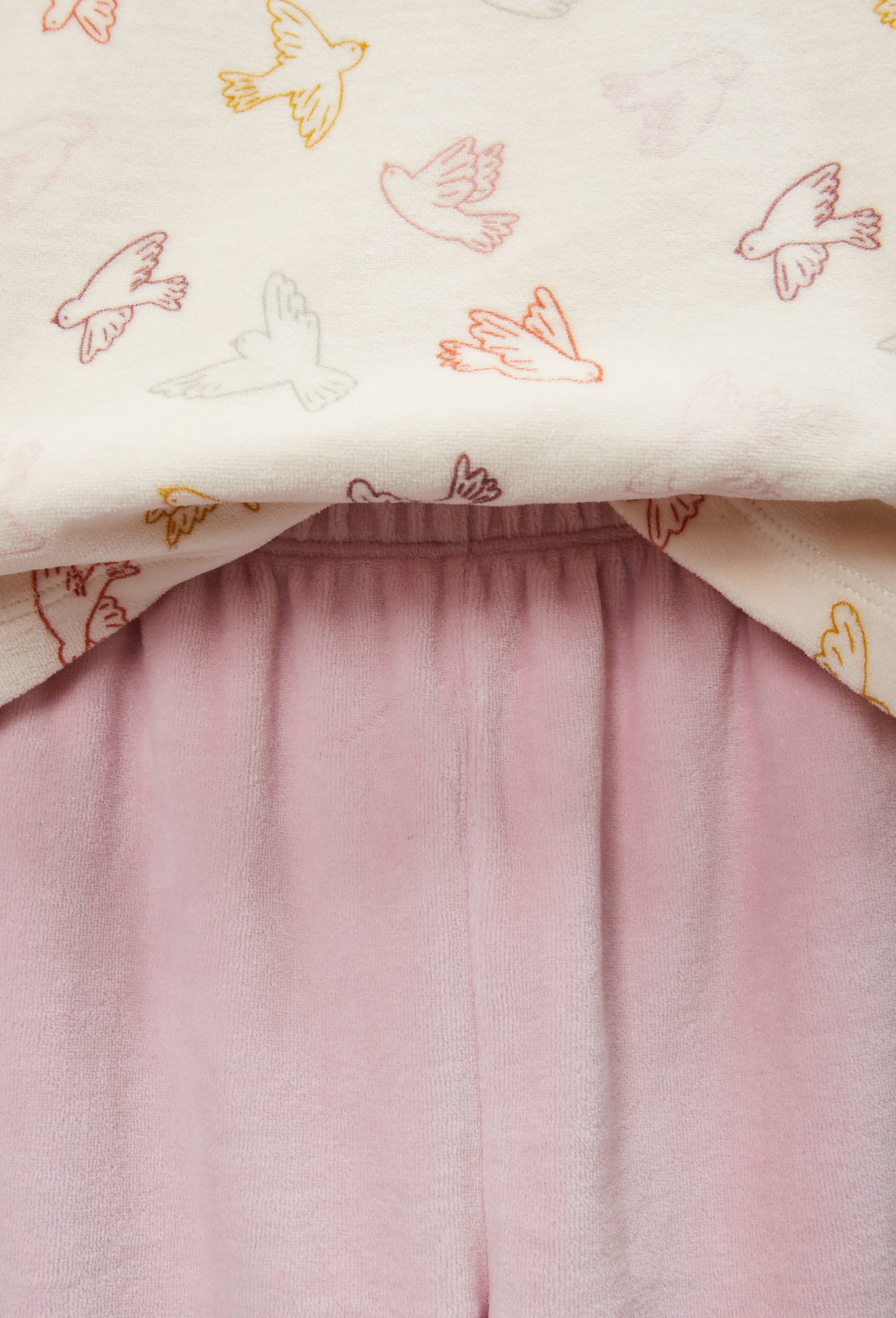Pyjama velours manches longues imprim&eacute; en coton BIO GOTS, Rose clair, large image number 3