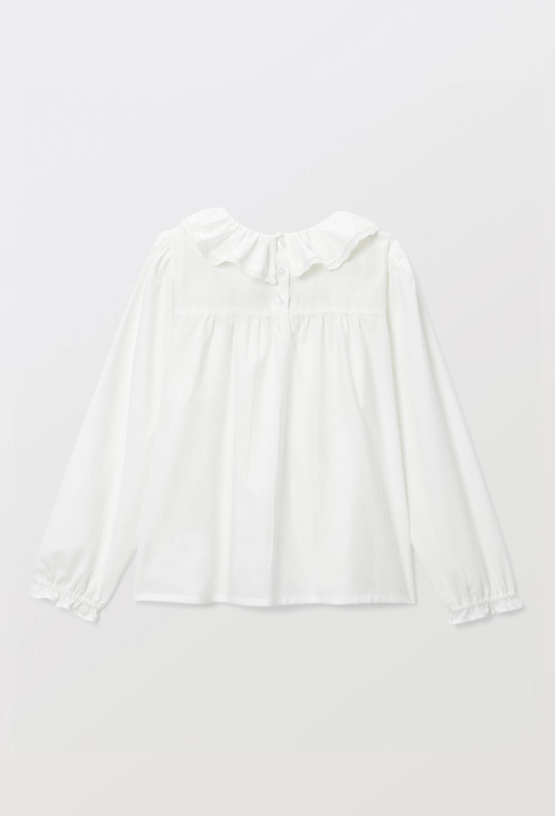 Blouse d&eacute;tails dentelle &agrave; col, Ecru, large image number 2