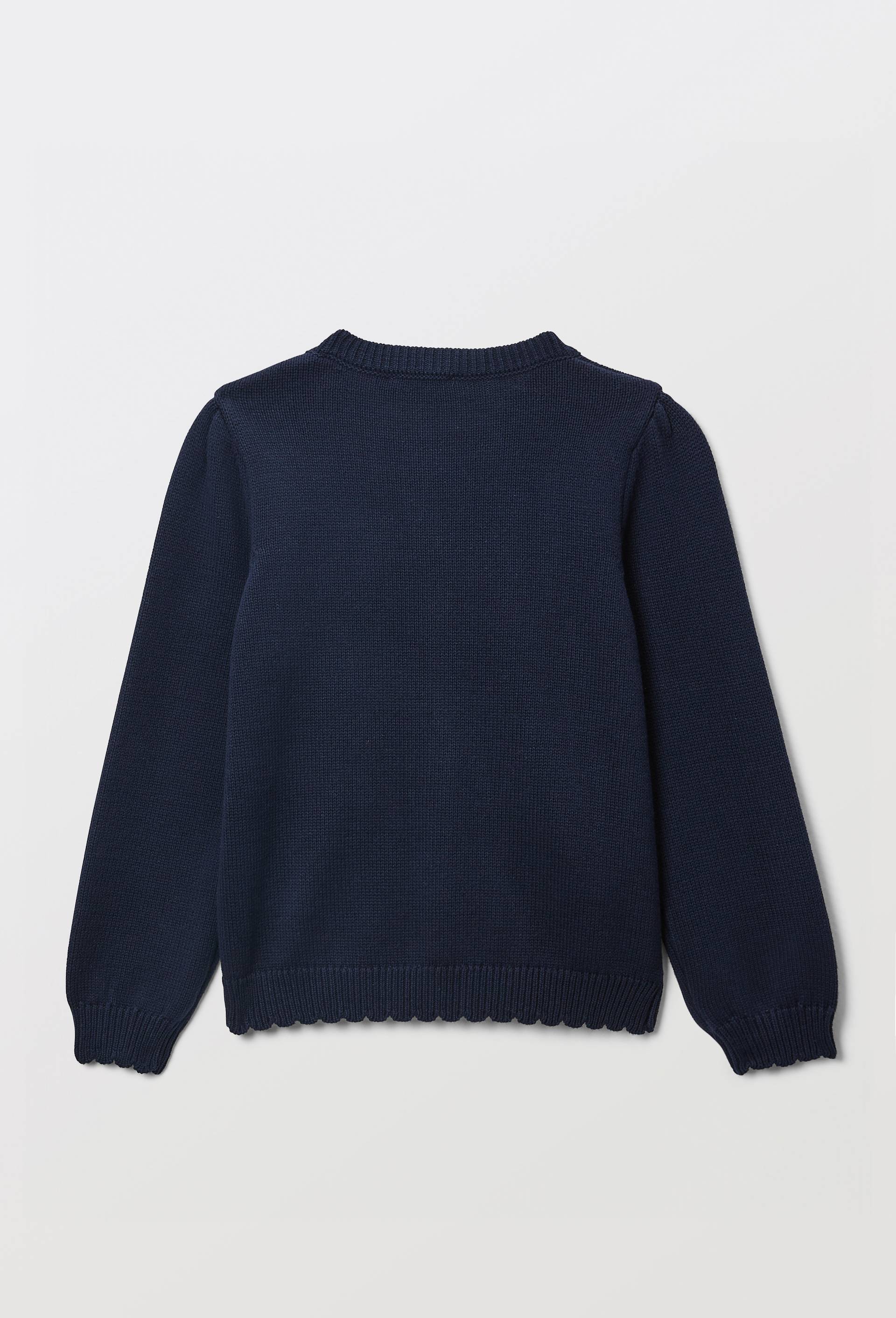 Cardigan poches brod&eacute;es en coton, Bleu fonc&eacute;, large image number 2