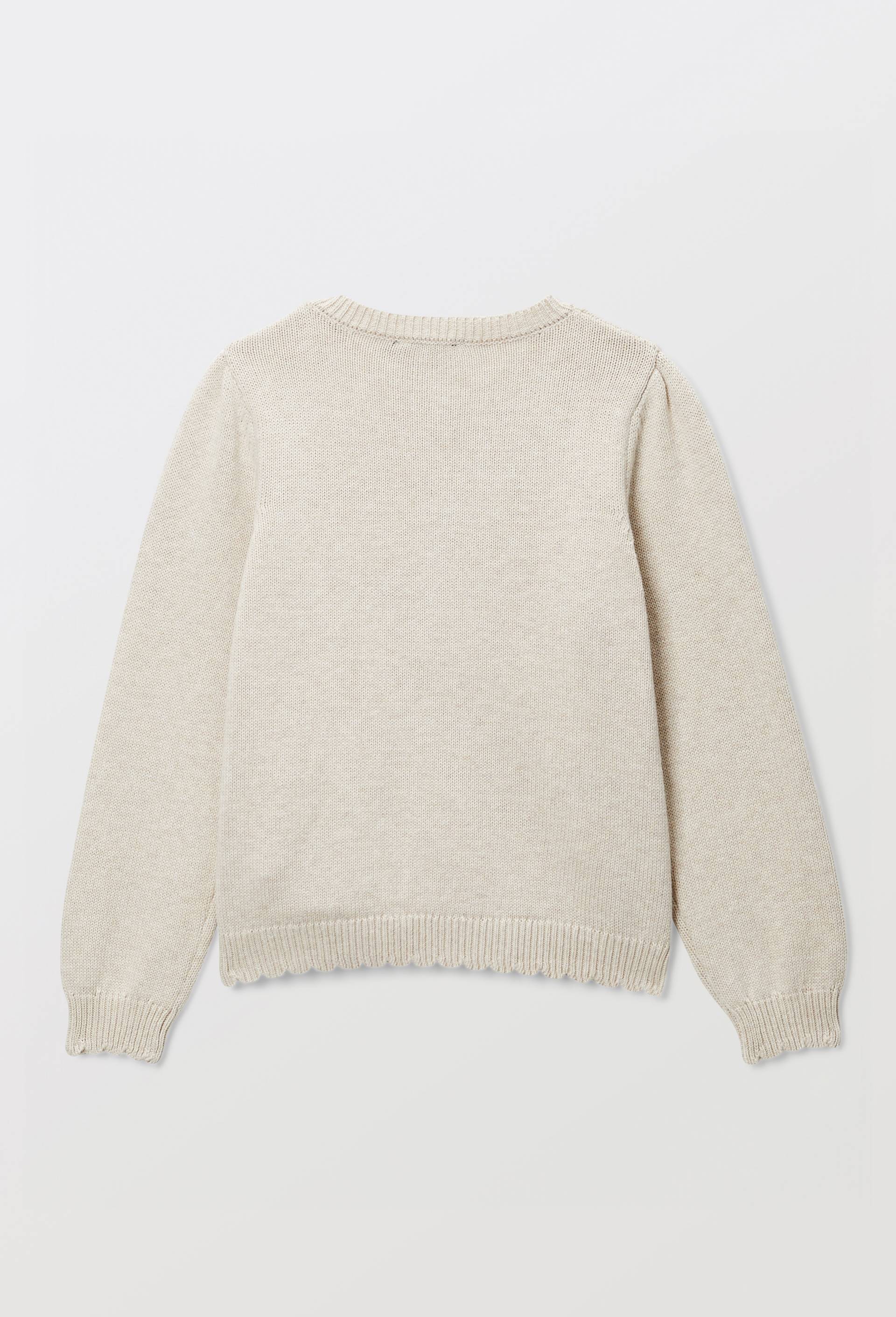 Cardigan poches brod&eacute;es en coton, Beige clair, large image number 2