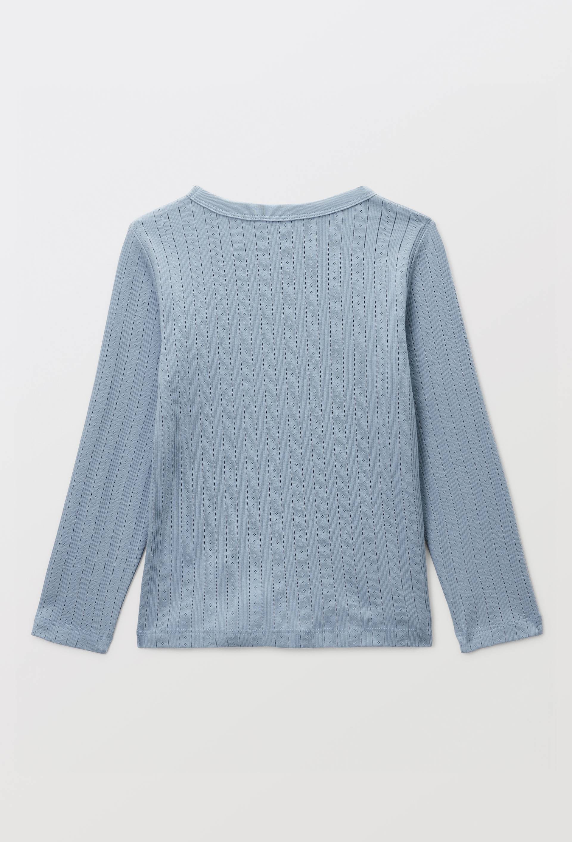 T-shirt uni en pointelle, Bleu, large image number 2.0